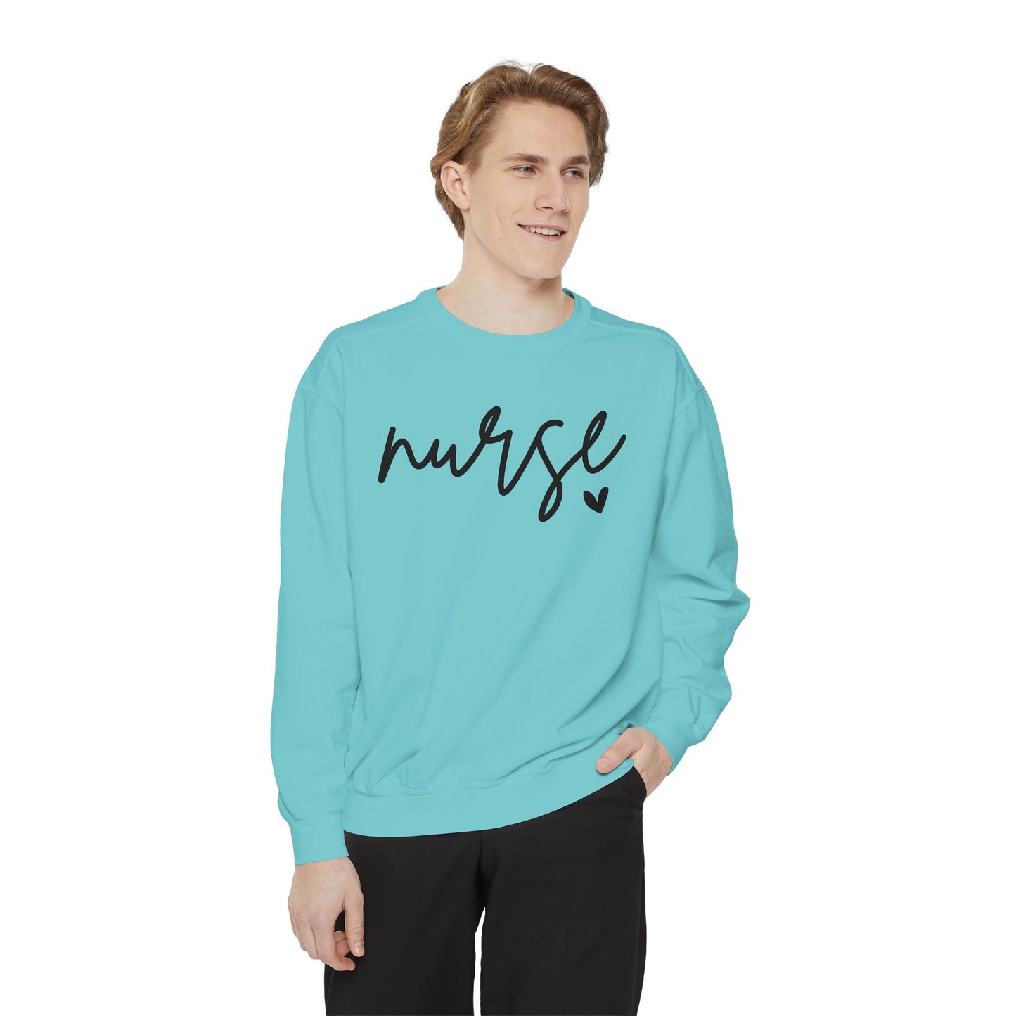 Minimalist Nurse Sweatshirt – Simple Script Crewneck with Heart Detail