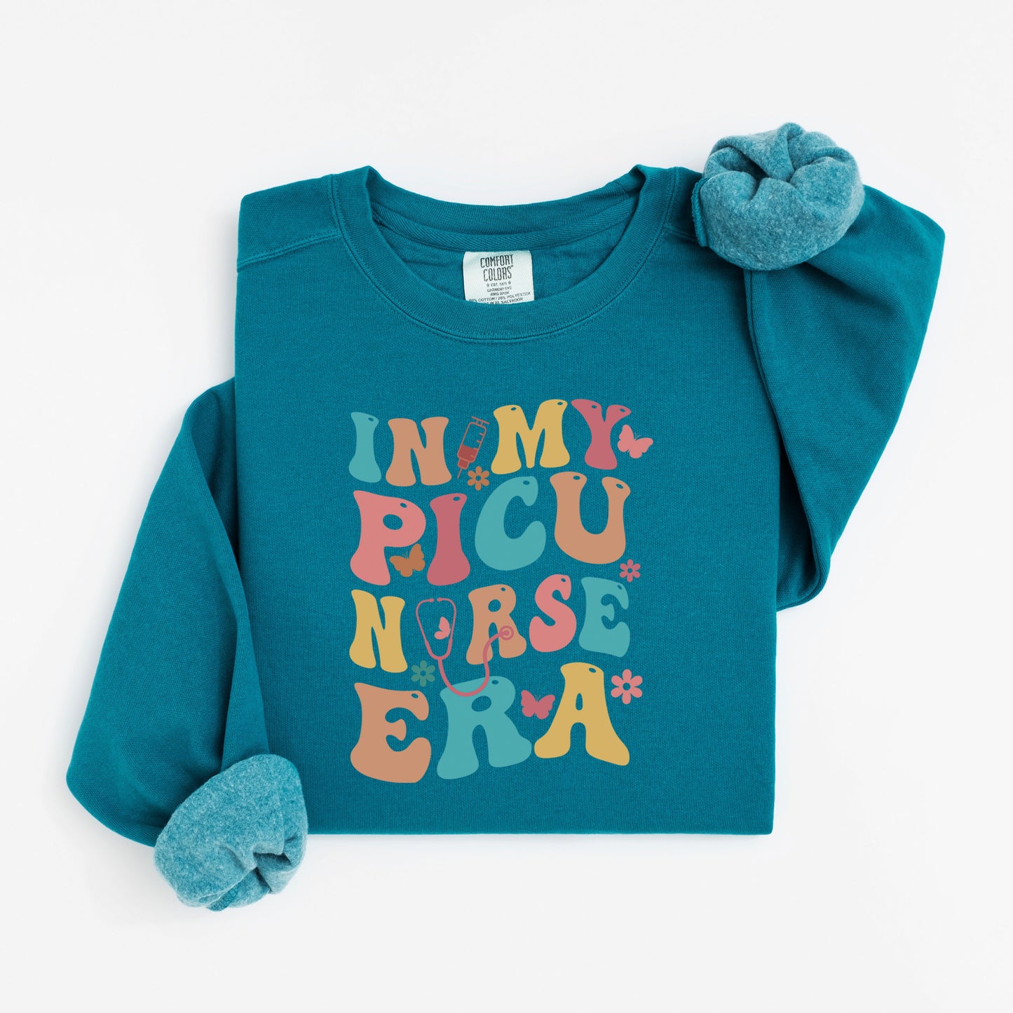 In My PICU Nurse Era Sweatshirt – Groovy Crewneck for Pediatric ICU Nurses