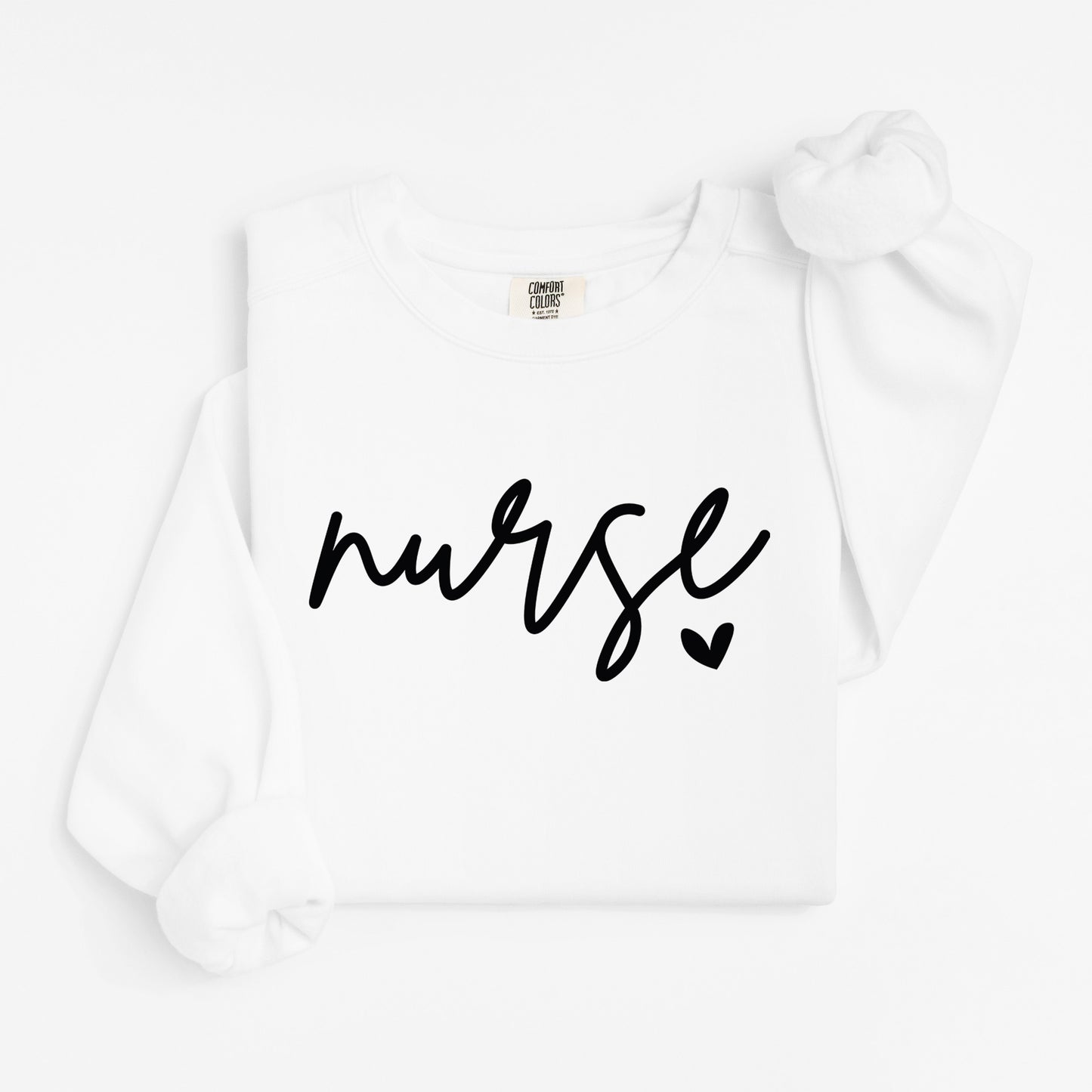 Minimalist Nurse Sweatshirt – Simple Script Crewneck with Heart Detail