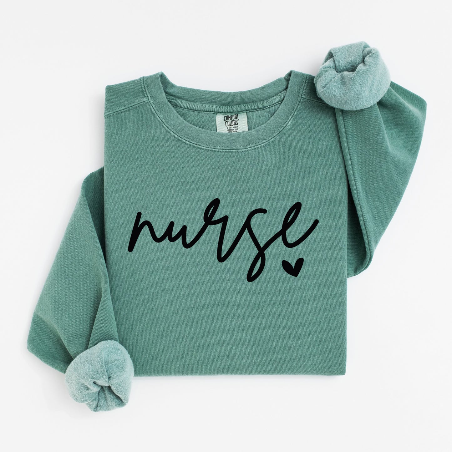 Minimalist Nurse Sweatshirt – Simple Script Crewneck with Heart Detail