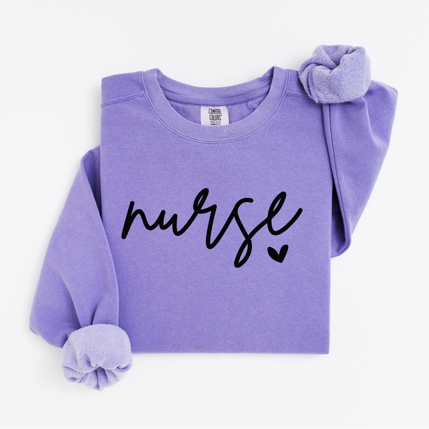 Minimalist Nurse Sweatshirt – Simple Script Crewneck with Heart Detail