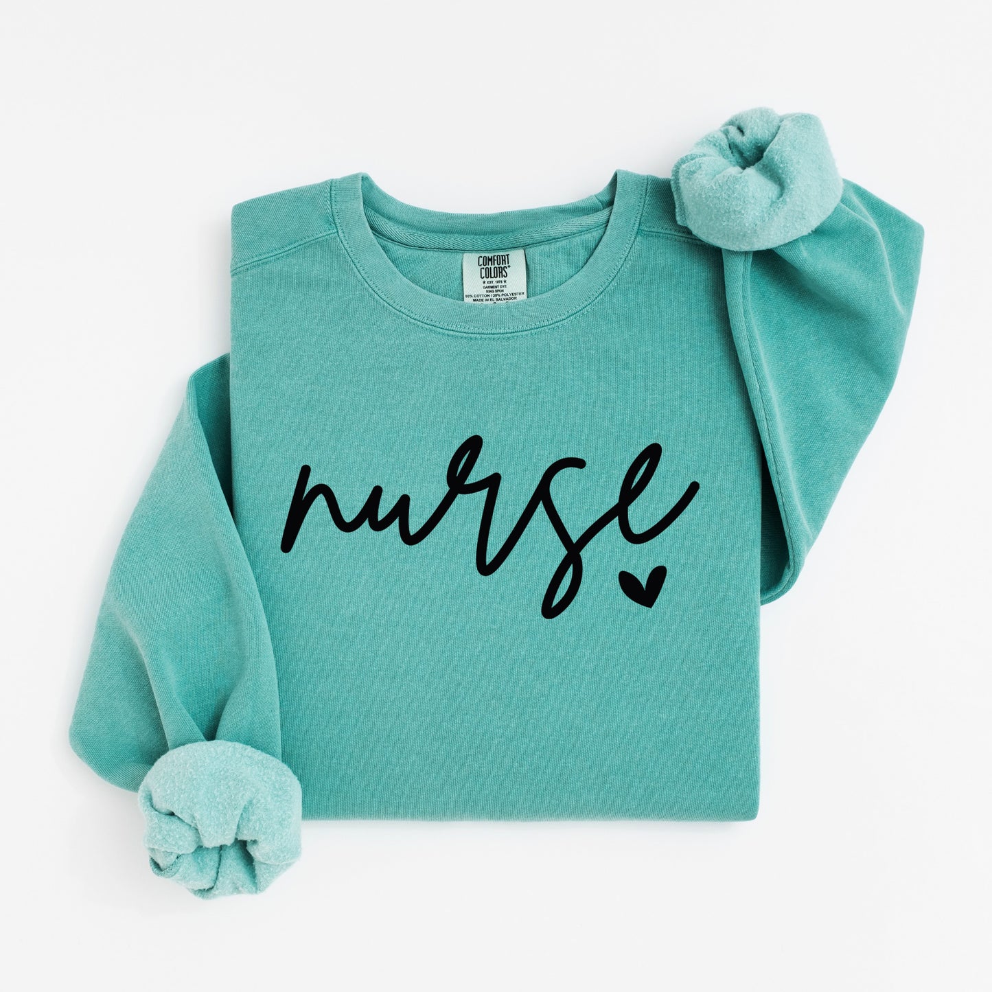 Minimalist Nurse Sweatshirt – Simple Script Crewneck with Heart Detail