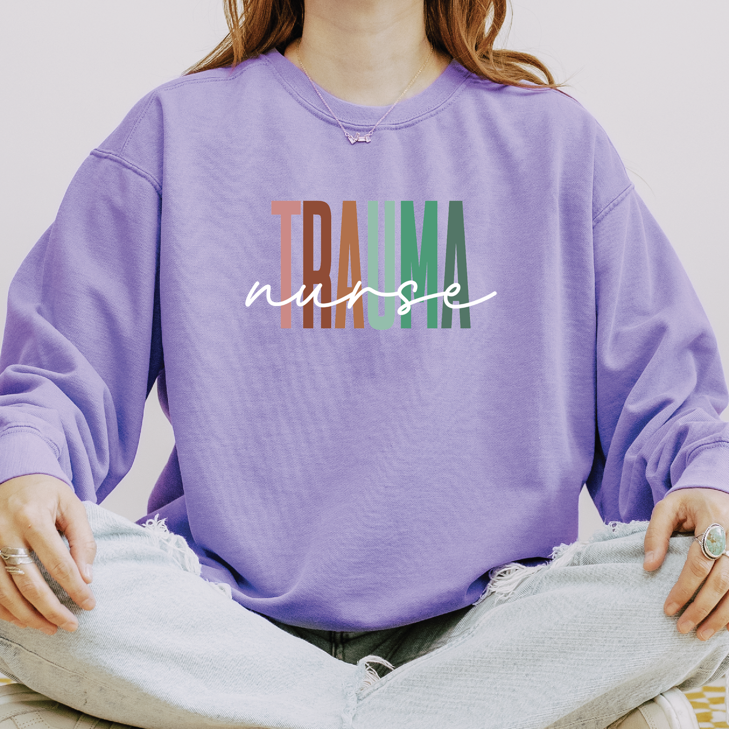 Trauma Nurse Sweatshirt – Bold Color Block Crewneck for Emergency Nurses