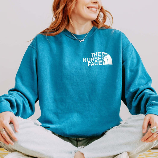 The Nurse Face Sweatshirt – Cozy North Face-Inspired Crewneck for Nurses