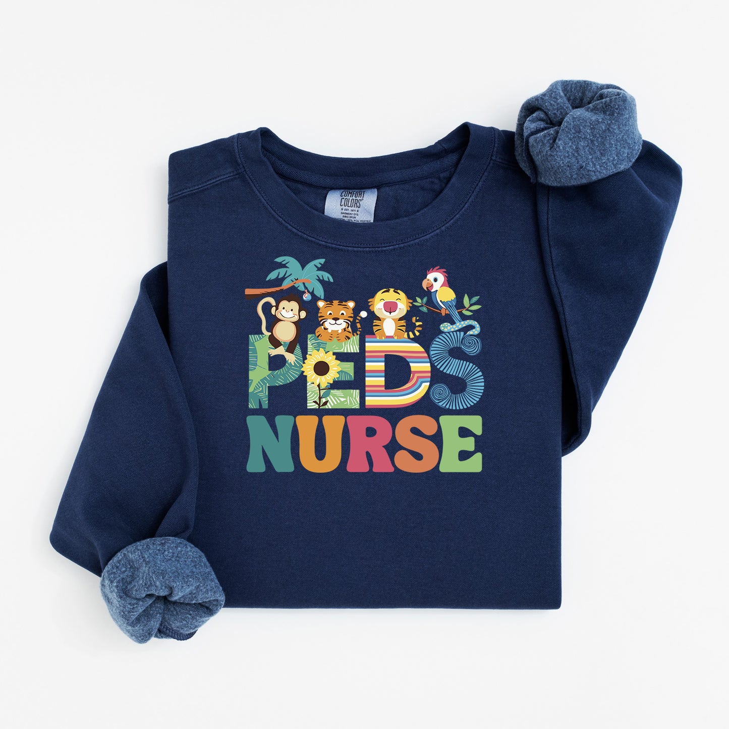 Jungle PEDS Nurse Sweatshirt – Cute Animal Crewneck for Pediatric Nurses