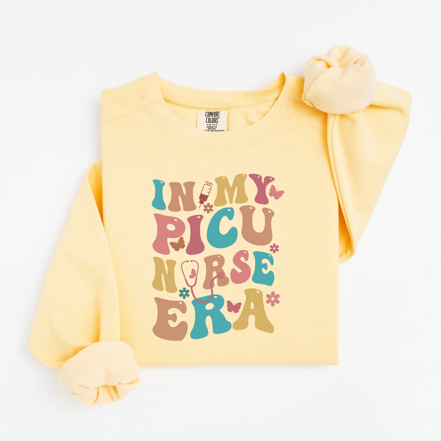 In My PICU Nurse Era Sweatshirt – Groovy Crewneck for Pediatric ICU Nurses