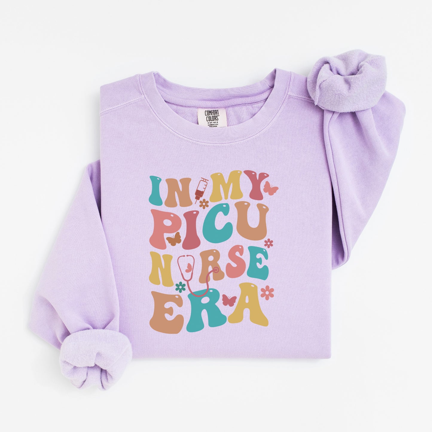 In My PICU Nurse Era Sweatshirt – Groovy Crewneck for Pediatric ICU Nurses