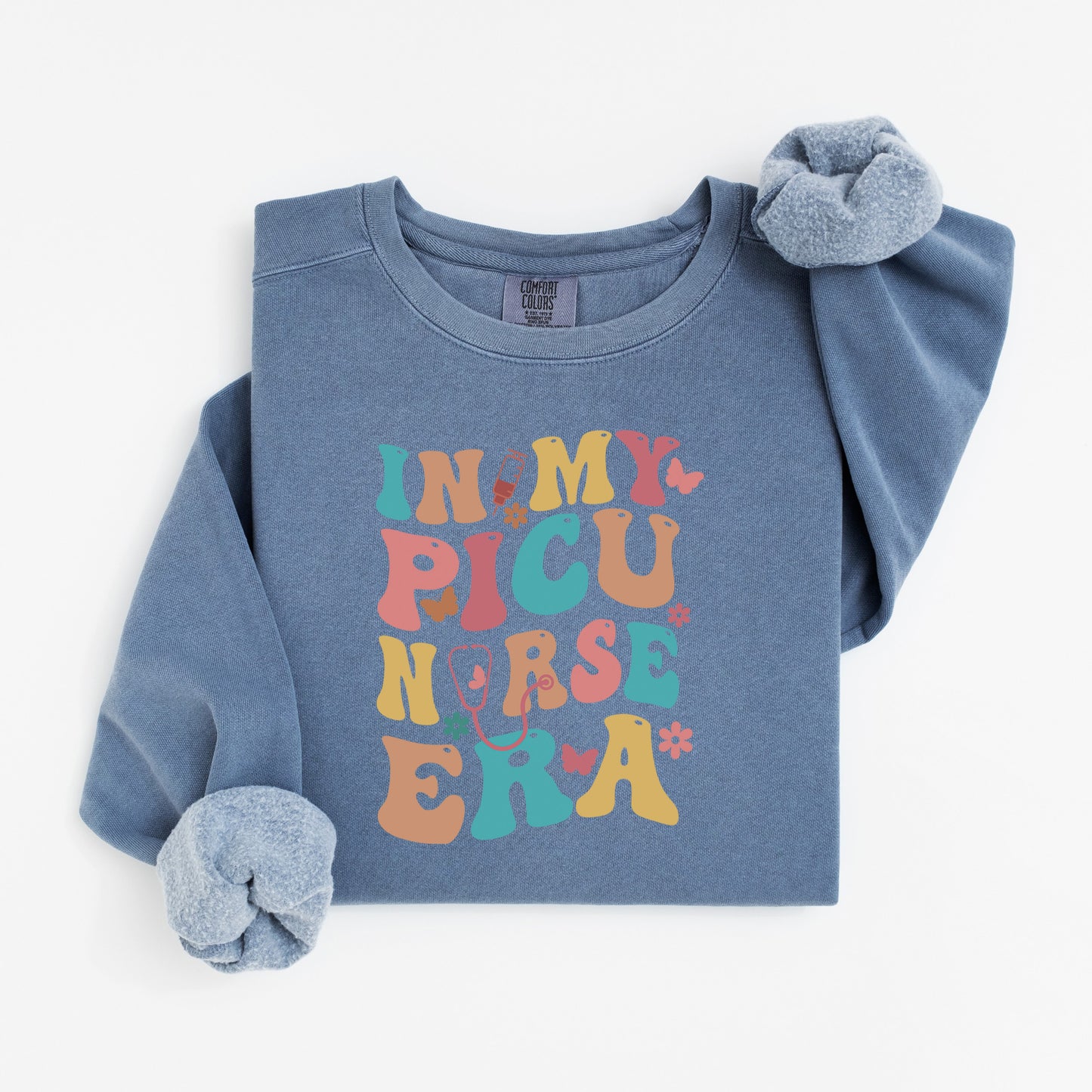 In My PICU Nurse Era Sweatshirt – Groovy Crewneck for Pediatric ICU Nurses