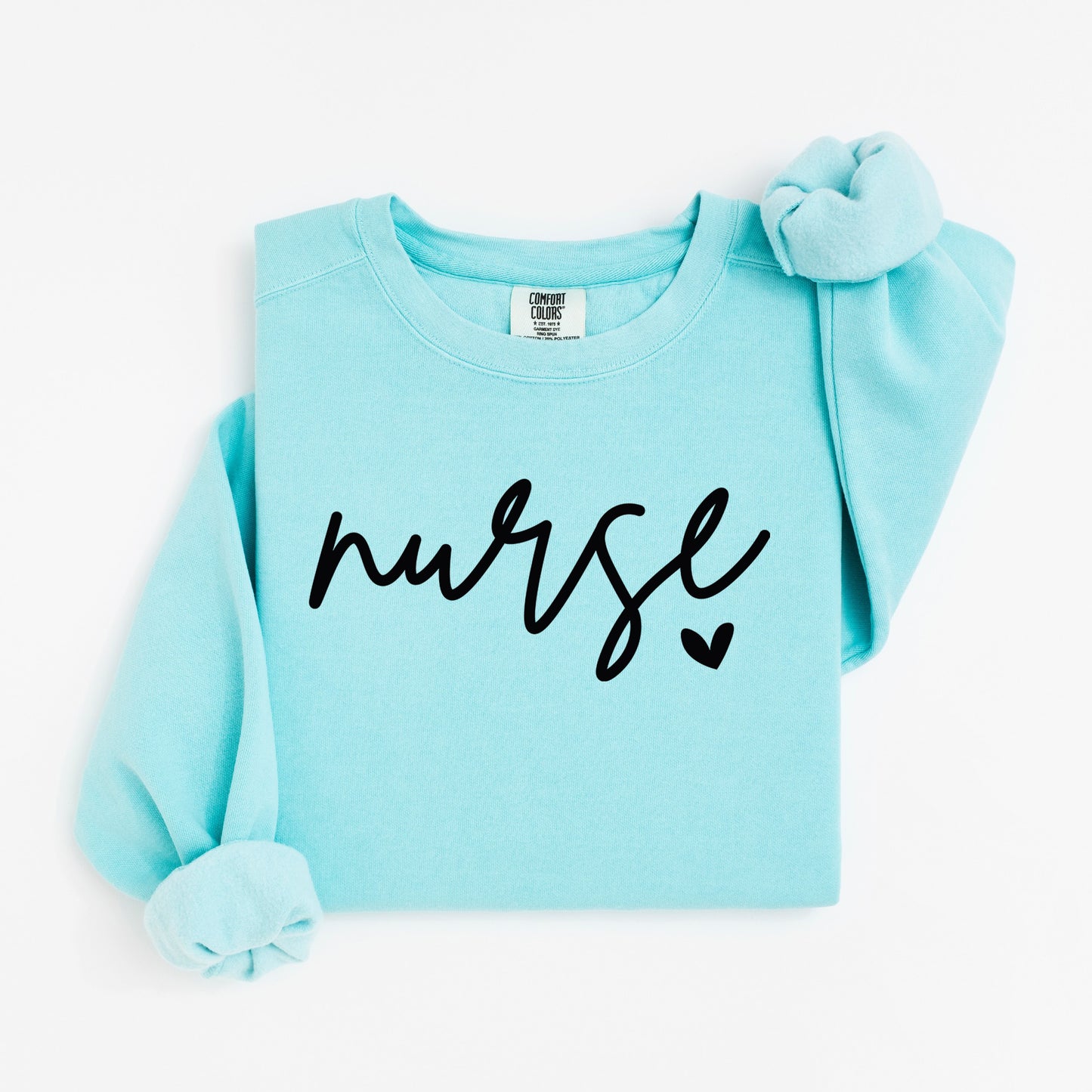Minimalist Nurse Sweatshirt – Simple Script Crewneck with Heart Detail