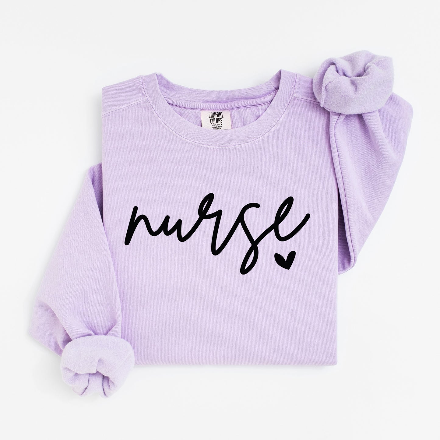 Minimalist Nurse Sweatshirt – Simple Script Crewneck with Heart Detail