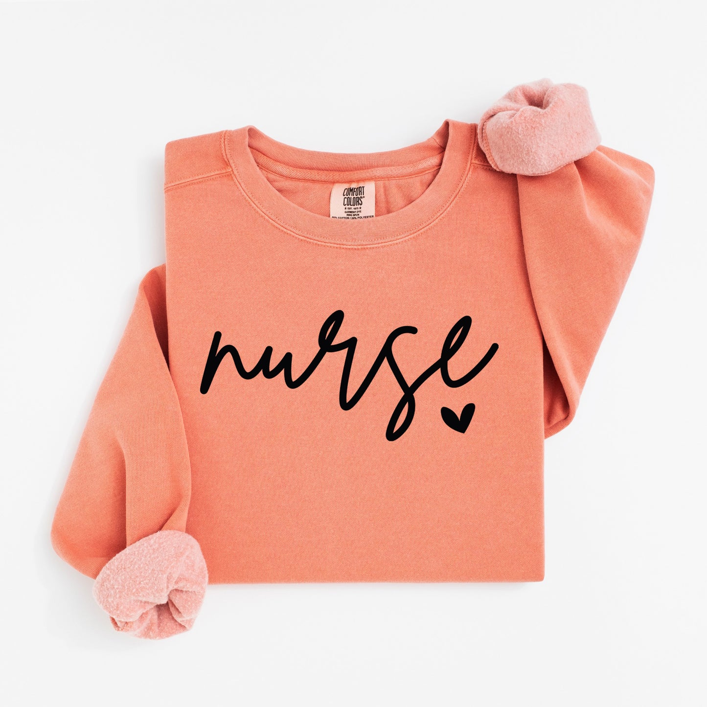 Minimalist Nurse Sweatshirt – Simple Script Crewneck with Heart Detail