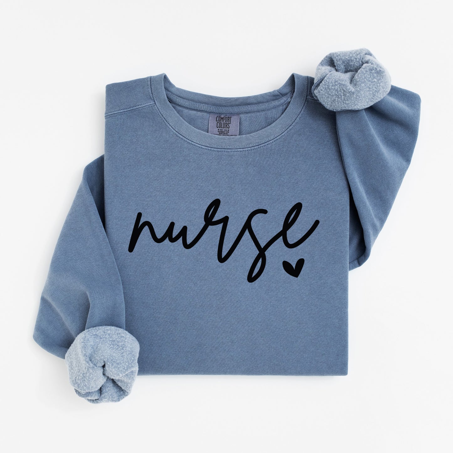 Minimalist Nurse Sweatshirt – Simple Script Crewneck with Heart Detail