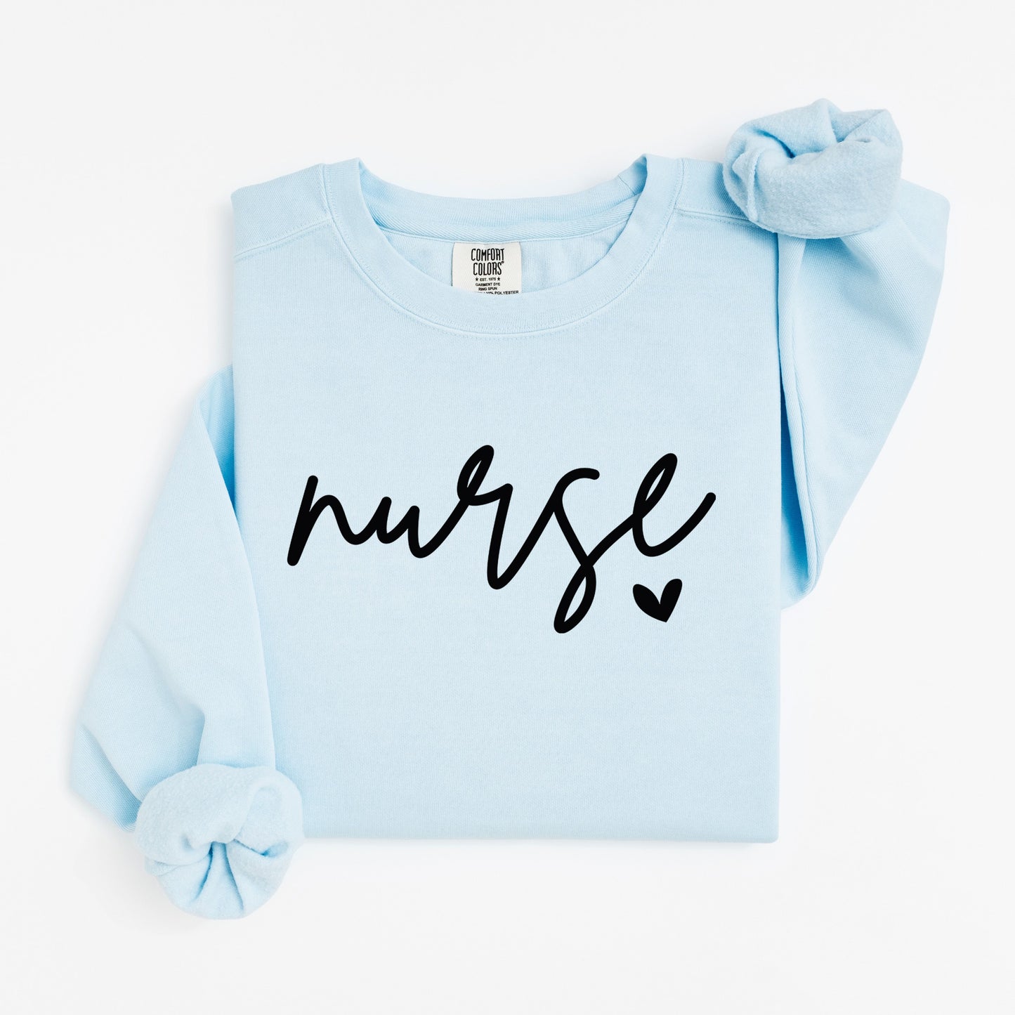 Minimalist Nurse Sweatshirt – Simple Script Crewneck with Heart Detail