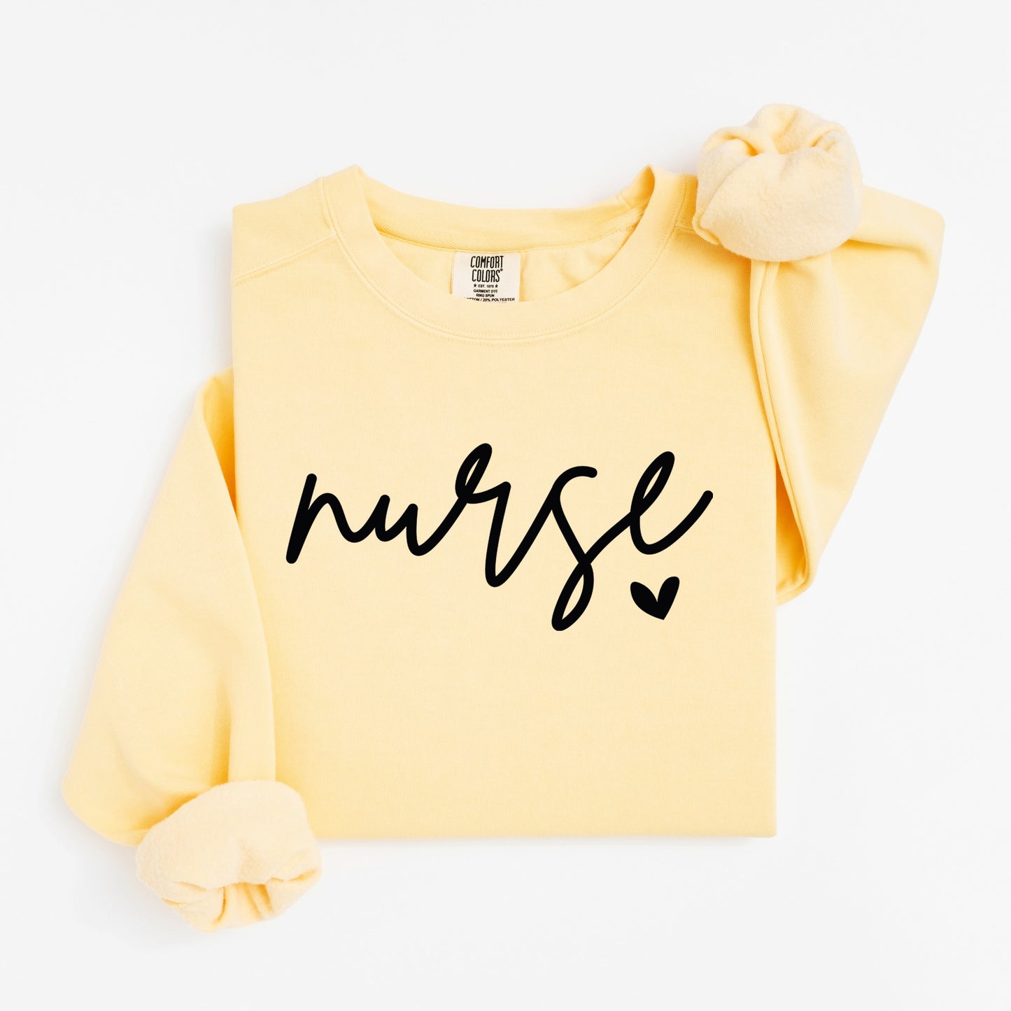 Minimalist Nurse Sweatshirt – Simple Script Crewneck with Heart Detail