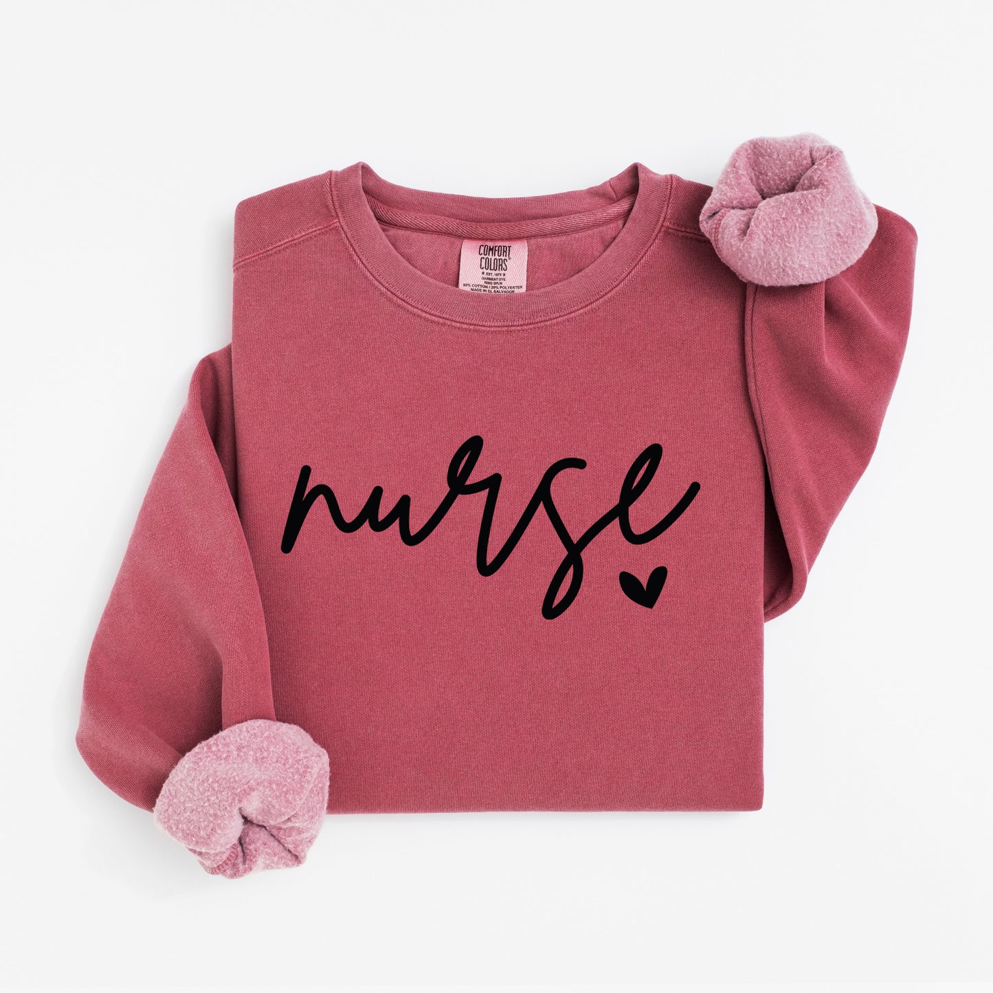 Minimalist Nurse Sweatshirt – Simple Script Crewneck with Heart Detail