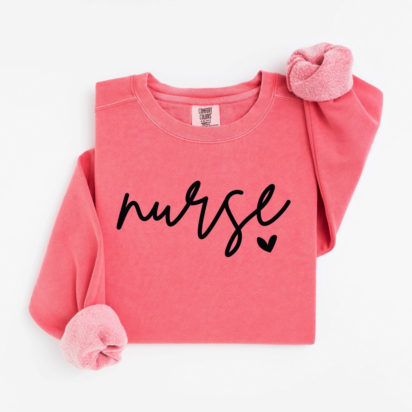 Minimalist Nurse Sweatshirt – Simple Script Crewneck with Heart Detail