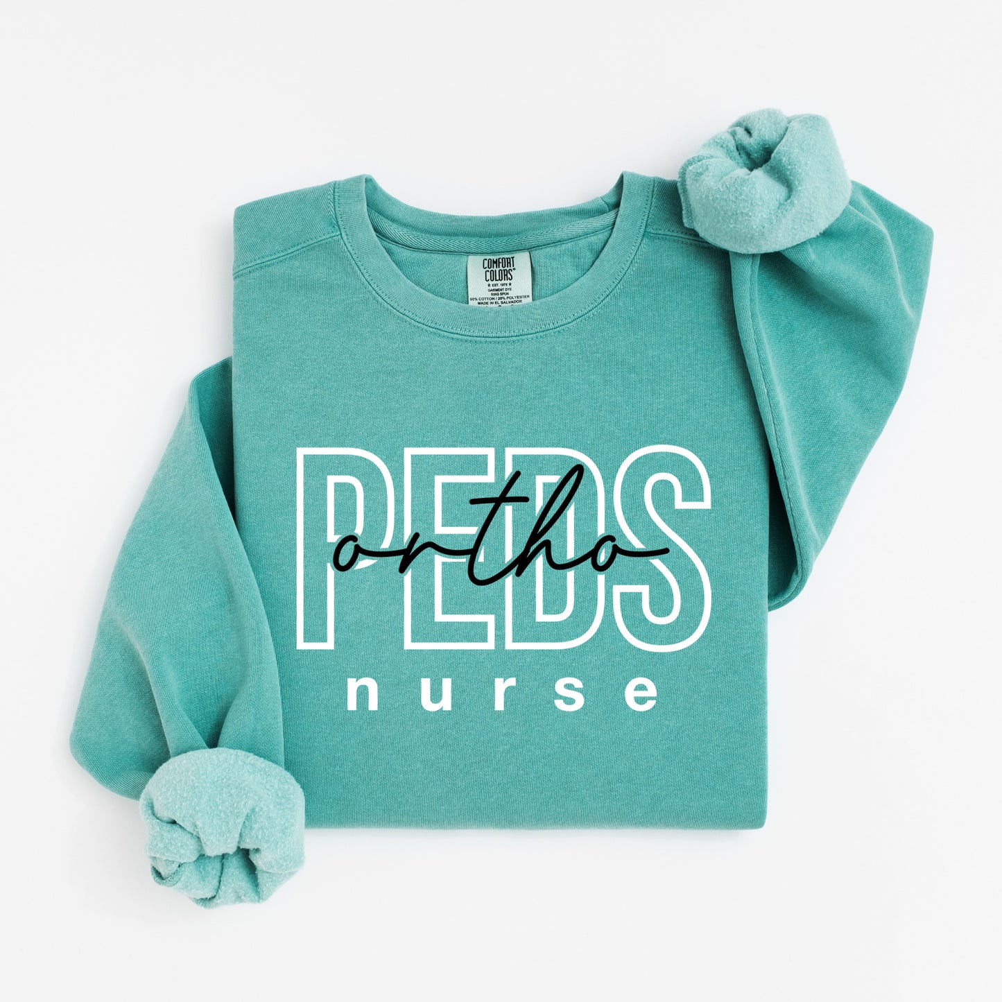 PEDS Ortho Nurse Sweatshirt – Bold Layered Text Design for Pediatric Nurses