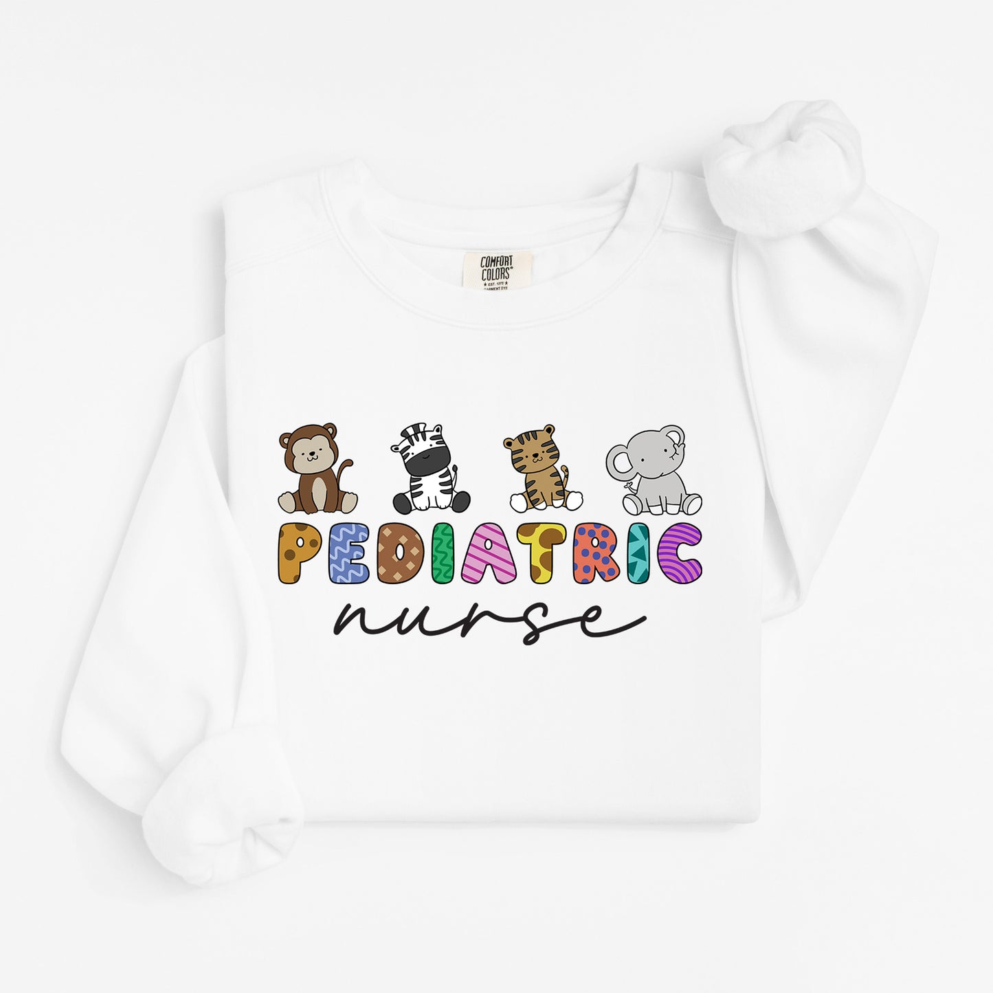 Little Jungle Friends Peds Nurse Sweatshirt – Cute Animal Crewneck for Pediatric Nurses