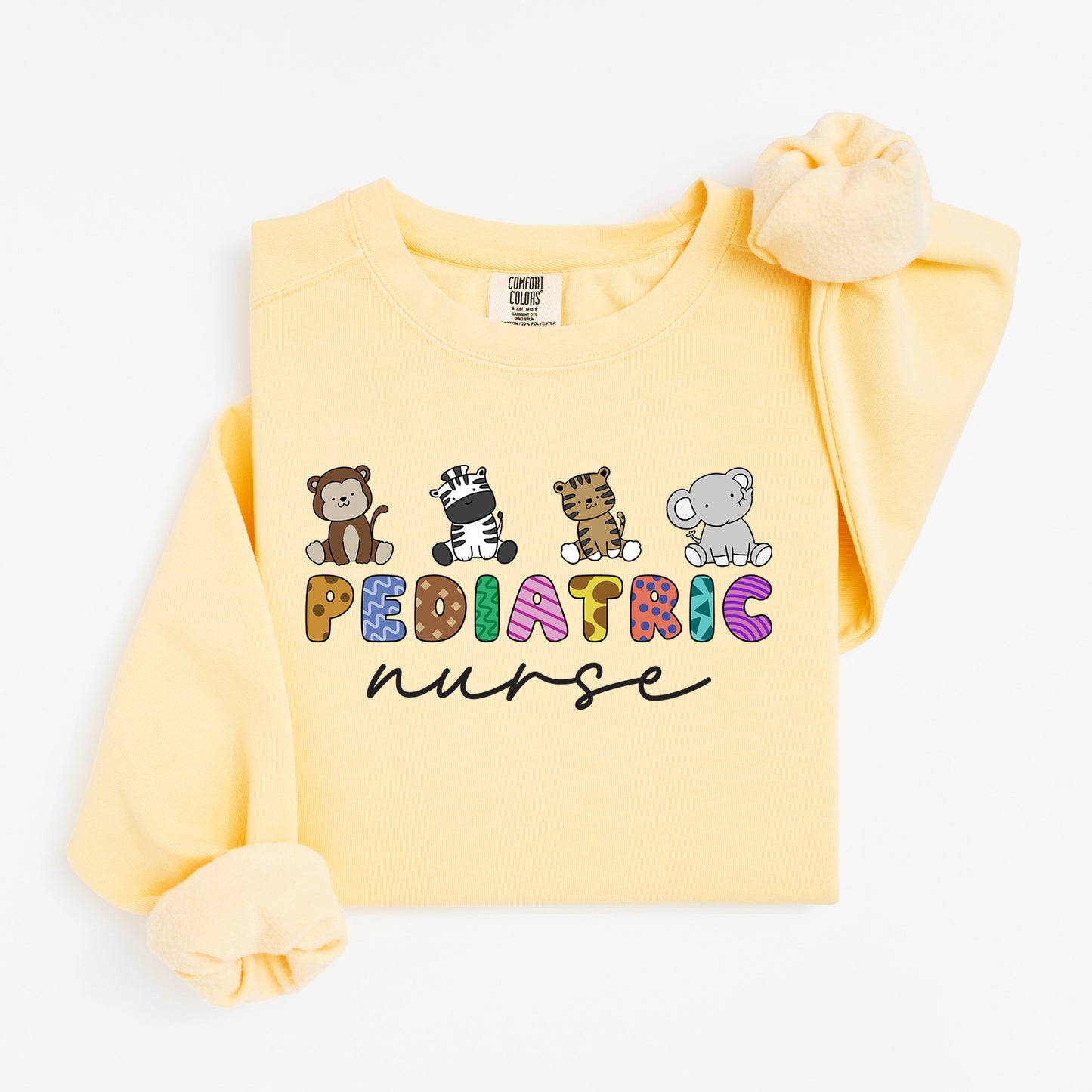 Little Jungle Friends Peds Nurse Sweatshirt – Cute Animal Crewneck for Pediatric Nurses