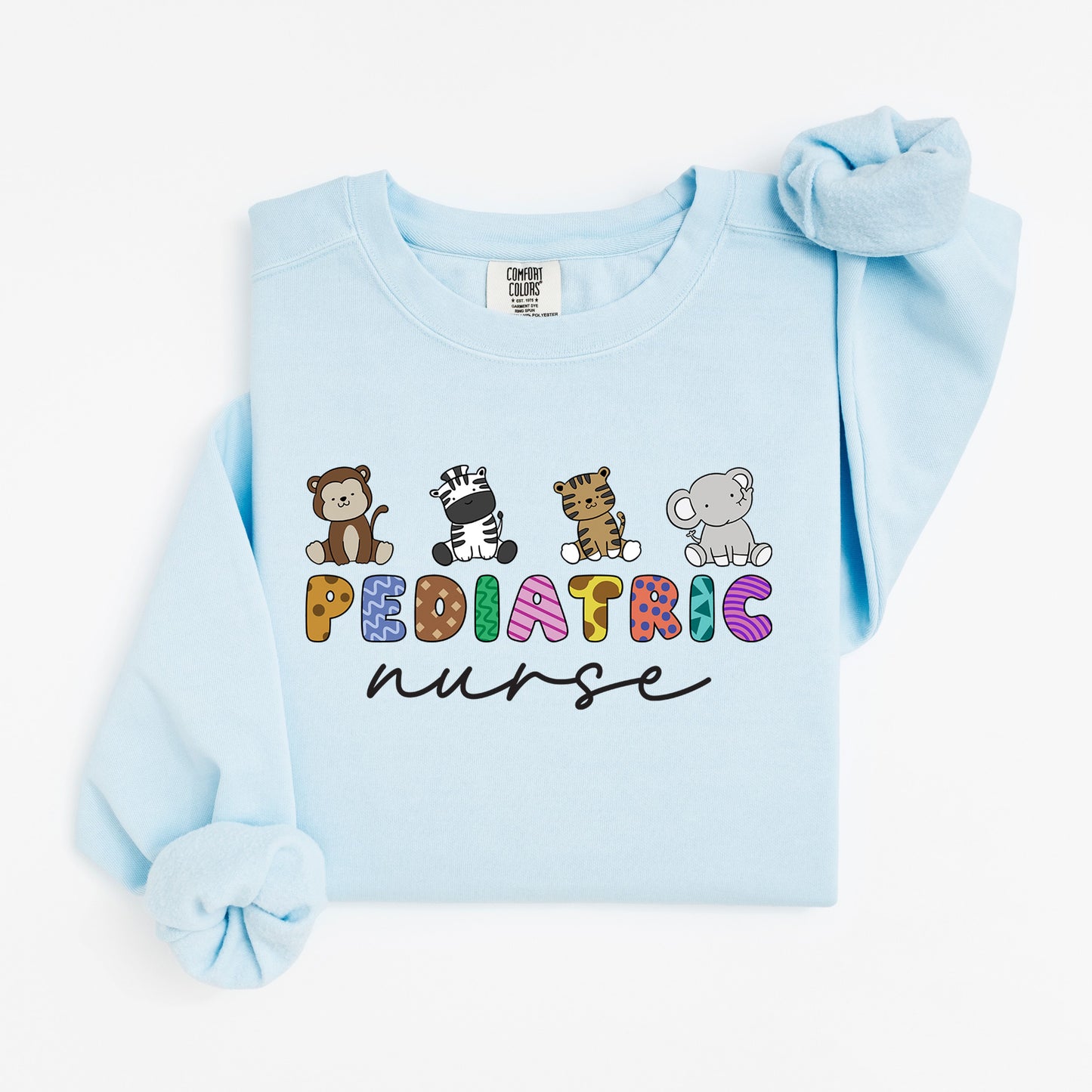 Little Jungle Friends Peds Nurse Sweatshirt – Cute Animal Crewneck for Pediatric Nurses