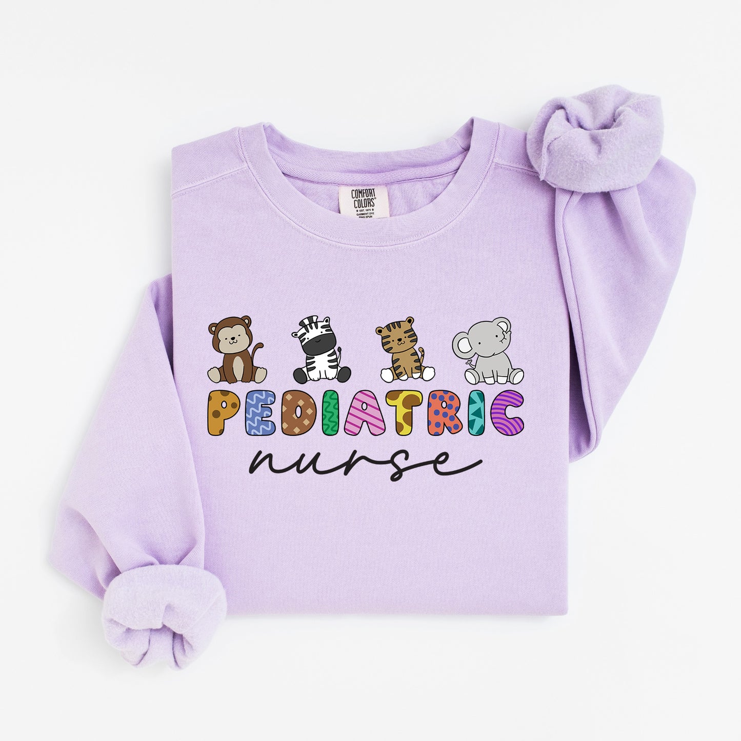 Little Jungle Friends Peds Nurse Sweatshirt – Cute Animal Crewneck for Pediatric Nurses
