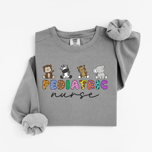 Little Jungle Friends Peds Nurse Sweatshirt – Cute Animal Crewneck for Pediatric Nurses