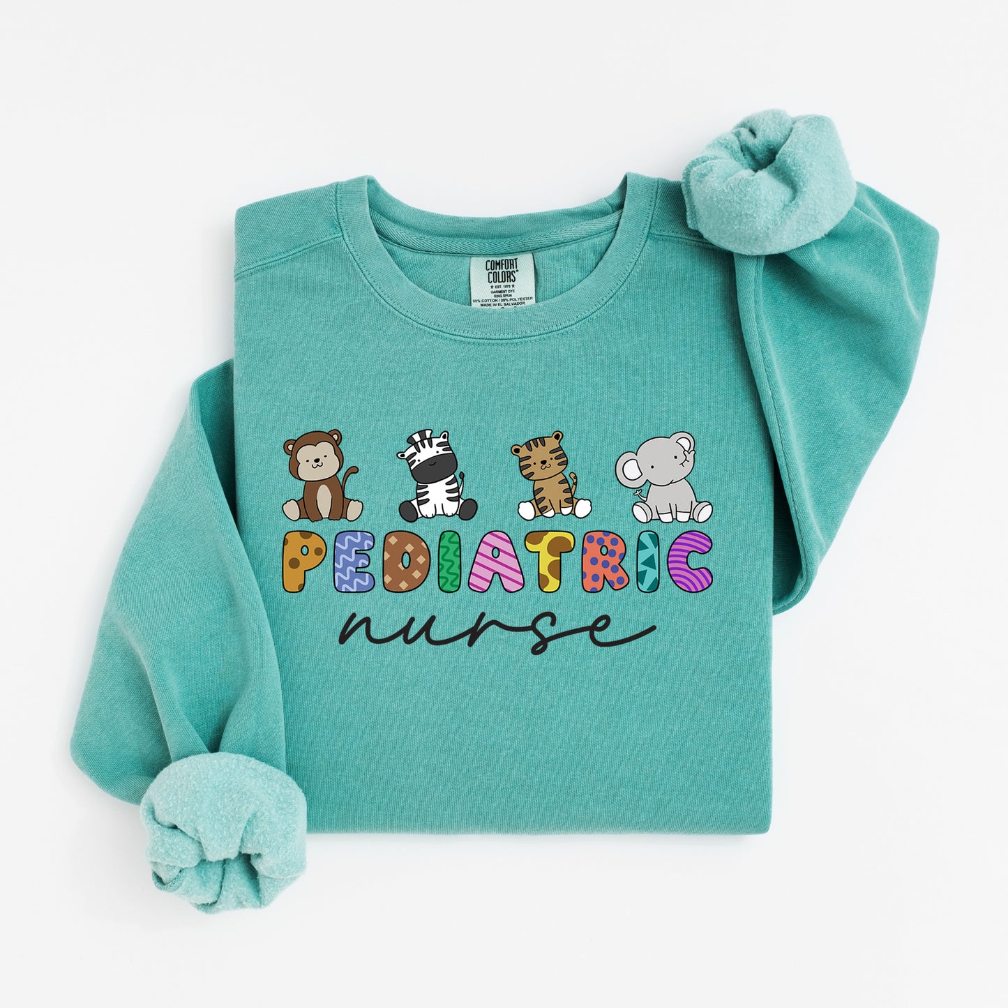 Little Jungle Friends Peds Nurse Sweatshirt – Cute Animal Crewneck for Pediatric Nurses