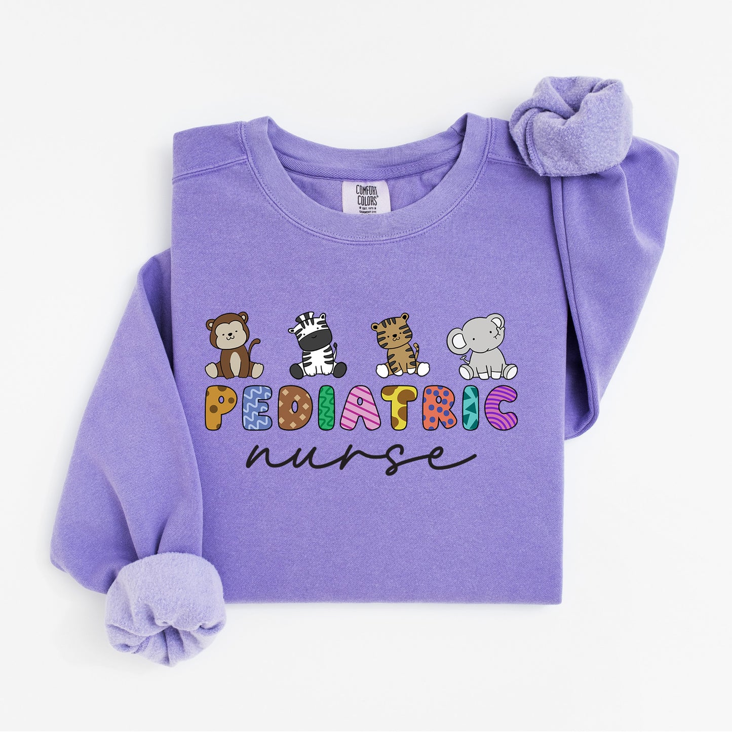 Little Jungle Friends Peds Nurse Sweatshirt – Cute Animal Crewneck for Pediatric Nurses