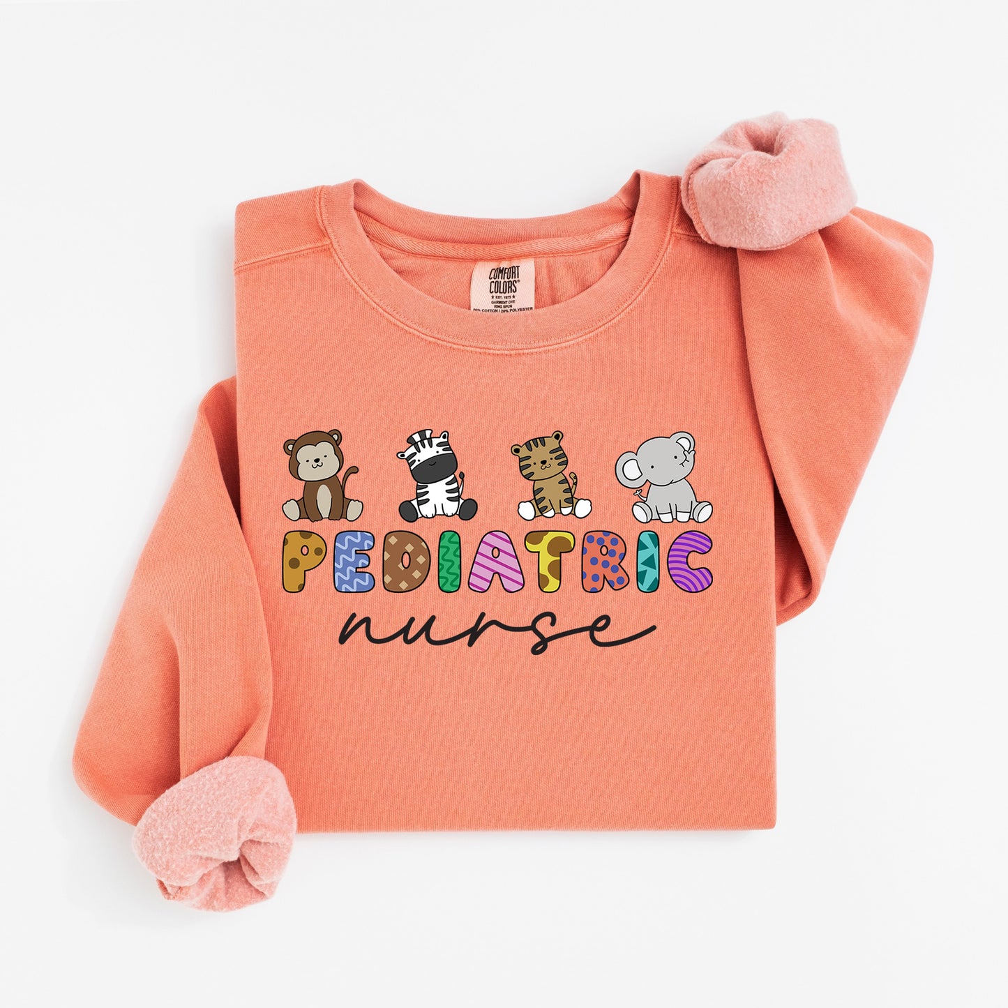 Little Jungle Friends Peds Nurse Sweatshirt – Cute Animal Crewneck for Pediatric Nurses