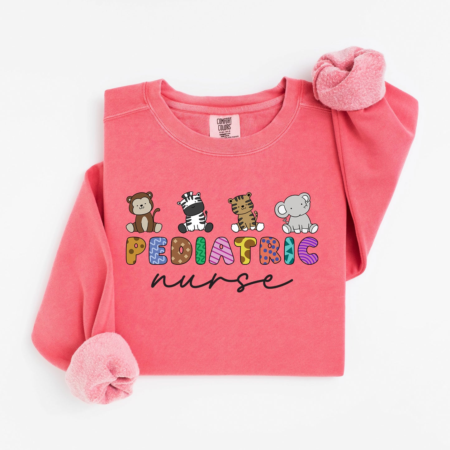 Little Jungle Friends Peds Nurse Sweatshirt – Cute Animal Crewneck for Pediatric Nurses