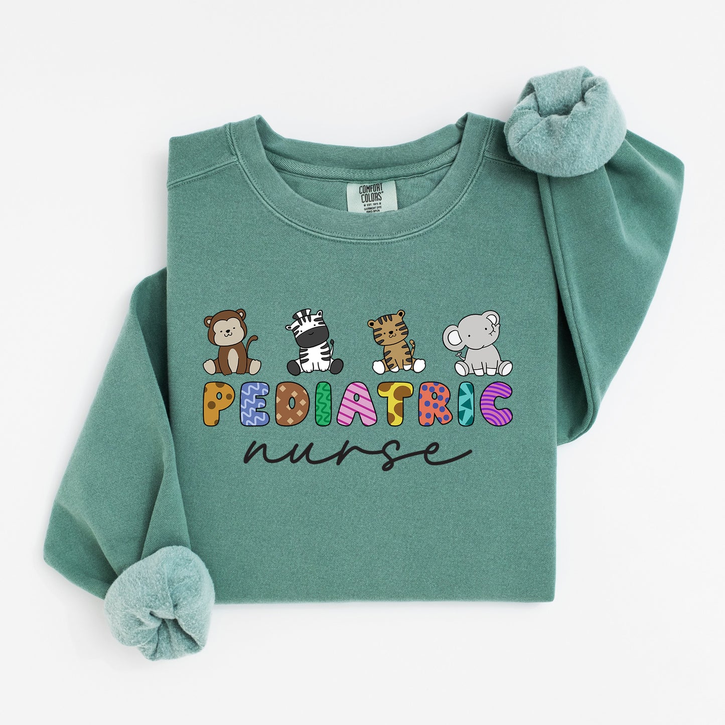 Little Jungle Friends Peds Nurse Sweatshirt – Cute Animal Crewneck for Pediatric Nurses