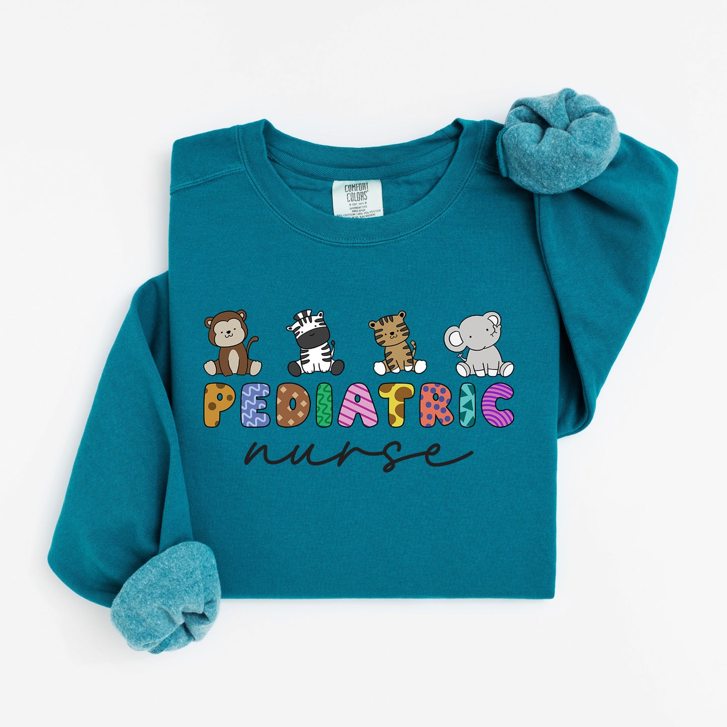 Little Jungle Friends Peds Nurse Sweatshirt – Cute Animal Crewneck for Pediatric Nurses