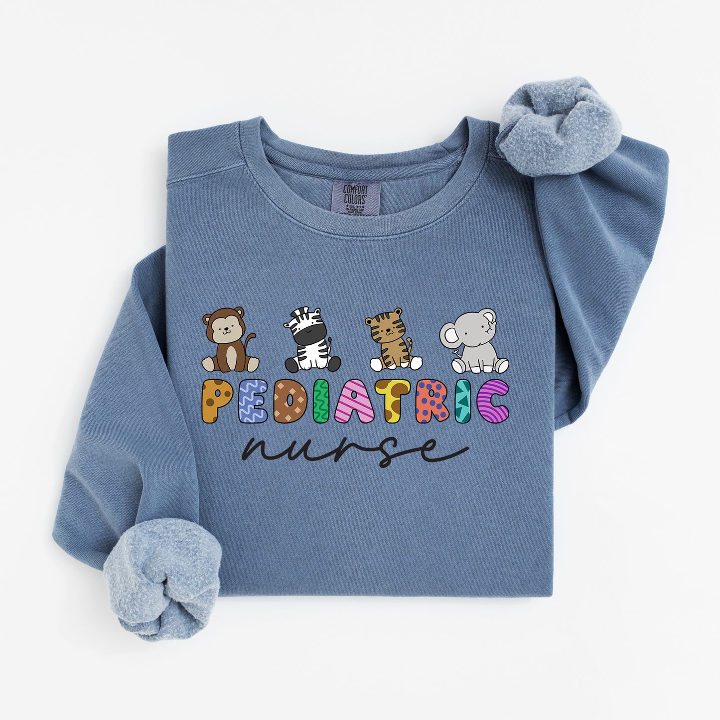 Little Jungle Friends Peds Nurse Sweatshirt – Cute Animal Crewneck for Pediatric Nurses