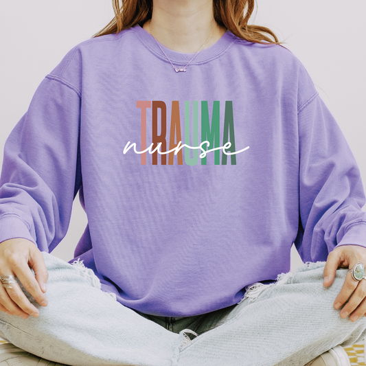 Trauma Nurse Sweatshirt – Bold Color Block Crewneck for Emergency Nurses