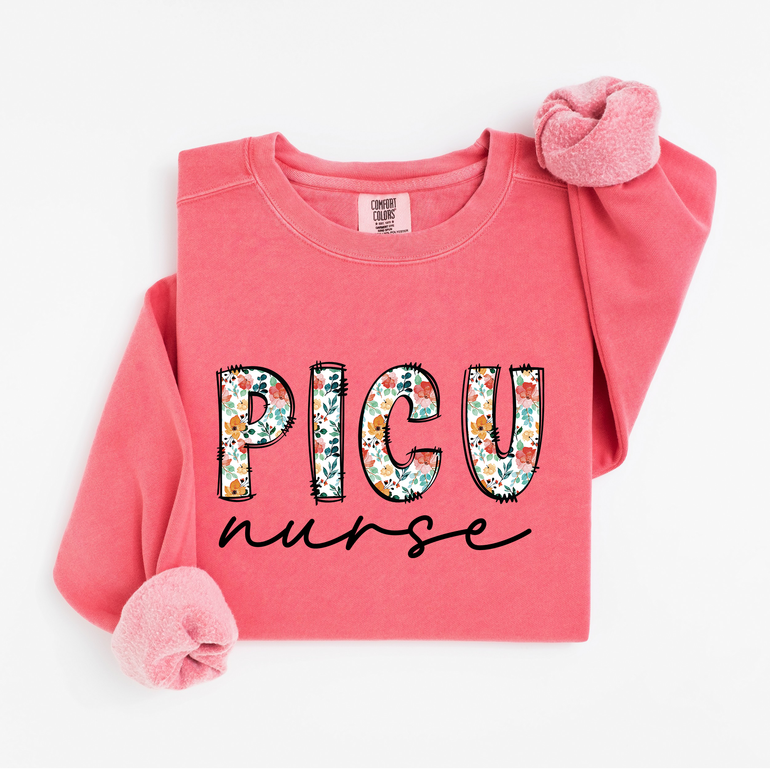 Floral PICU Nurse Sweatshirt