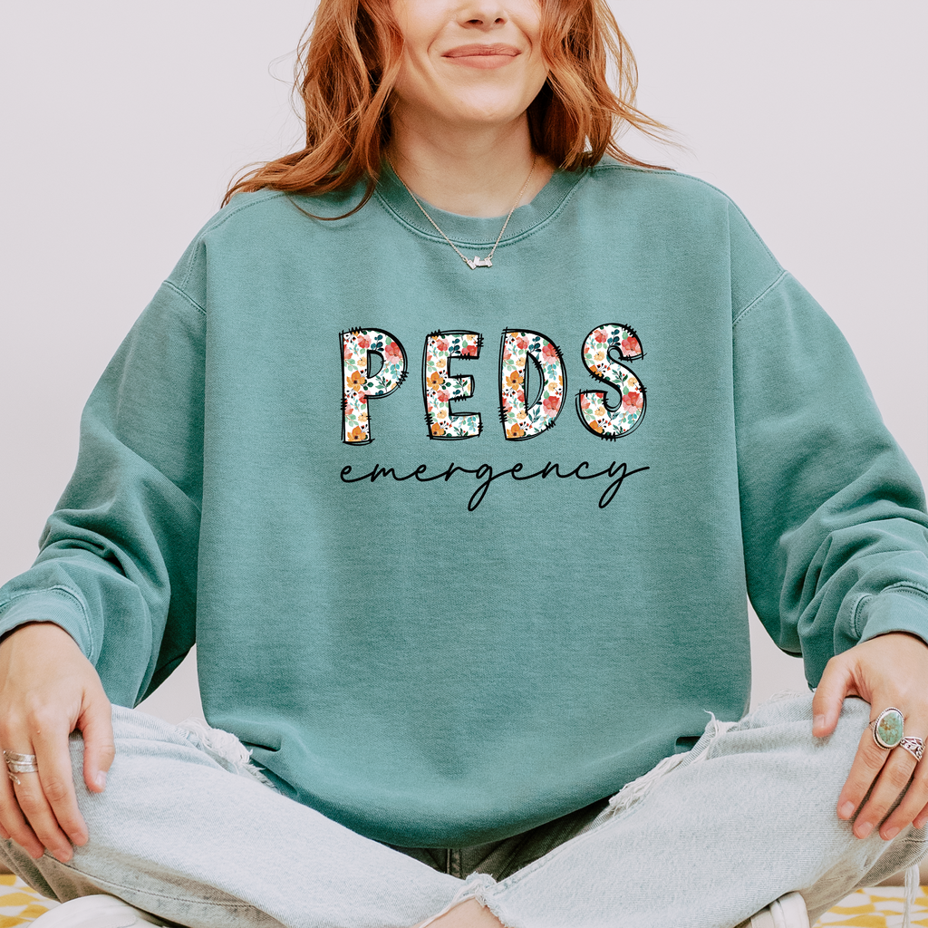 PEDS Emergency Nurse Floral Sweatshirt