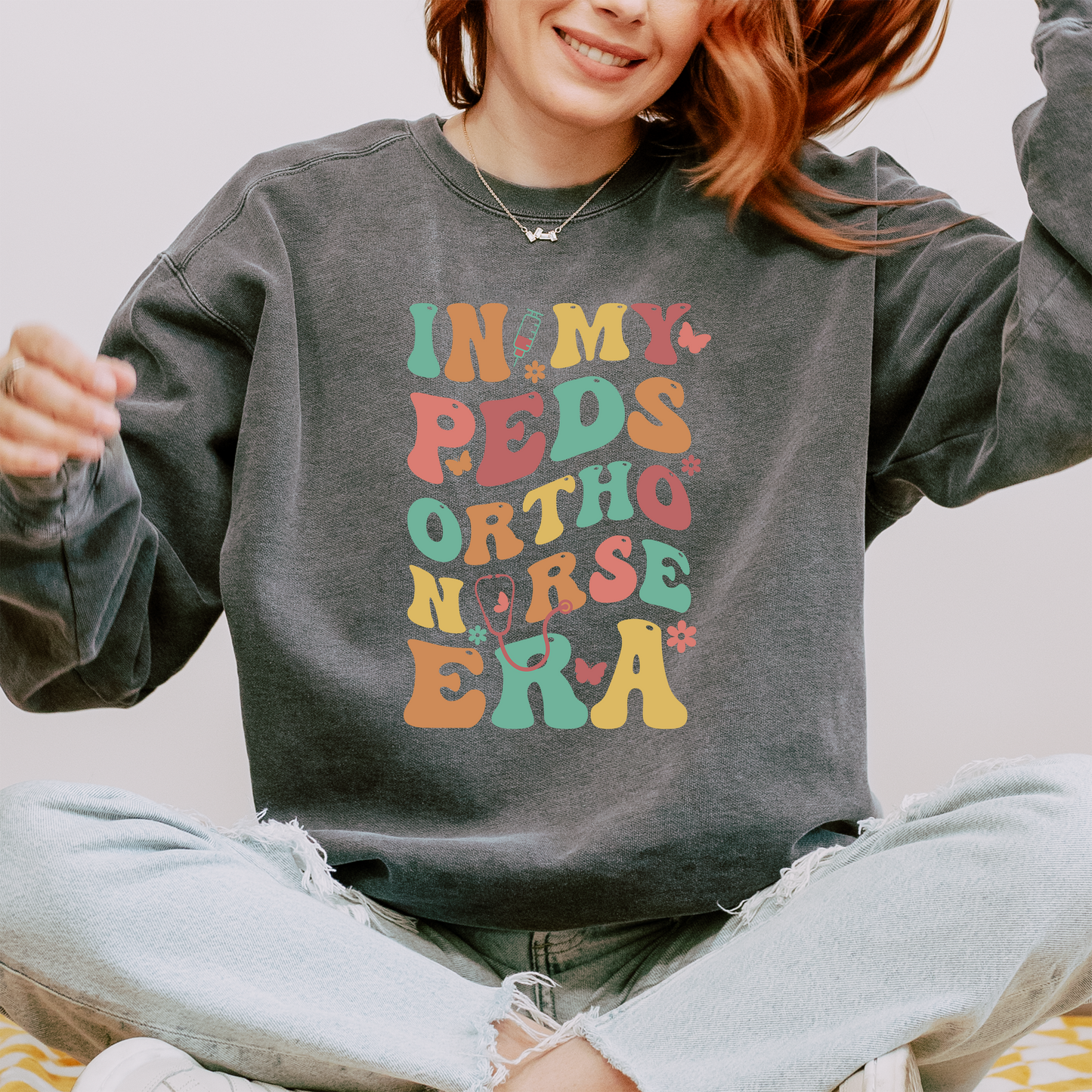 In My PEDS Ortho Nurse Era Sweatshirt – Groovy Crewneck for Pediatric Orthopedic Nurses