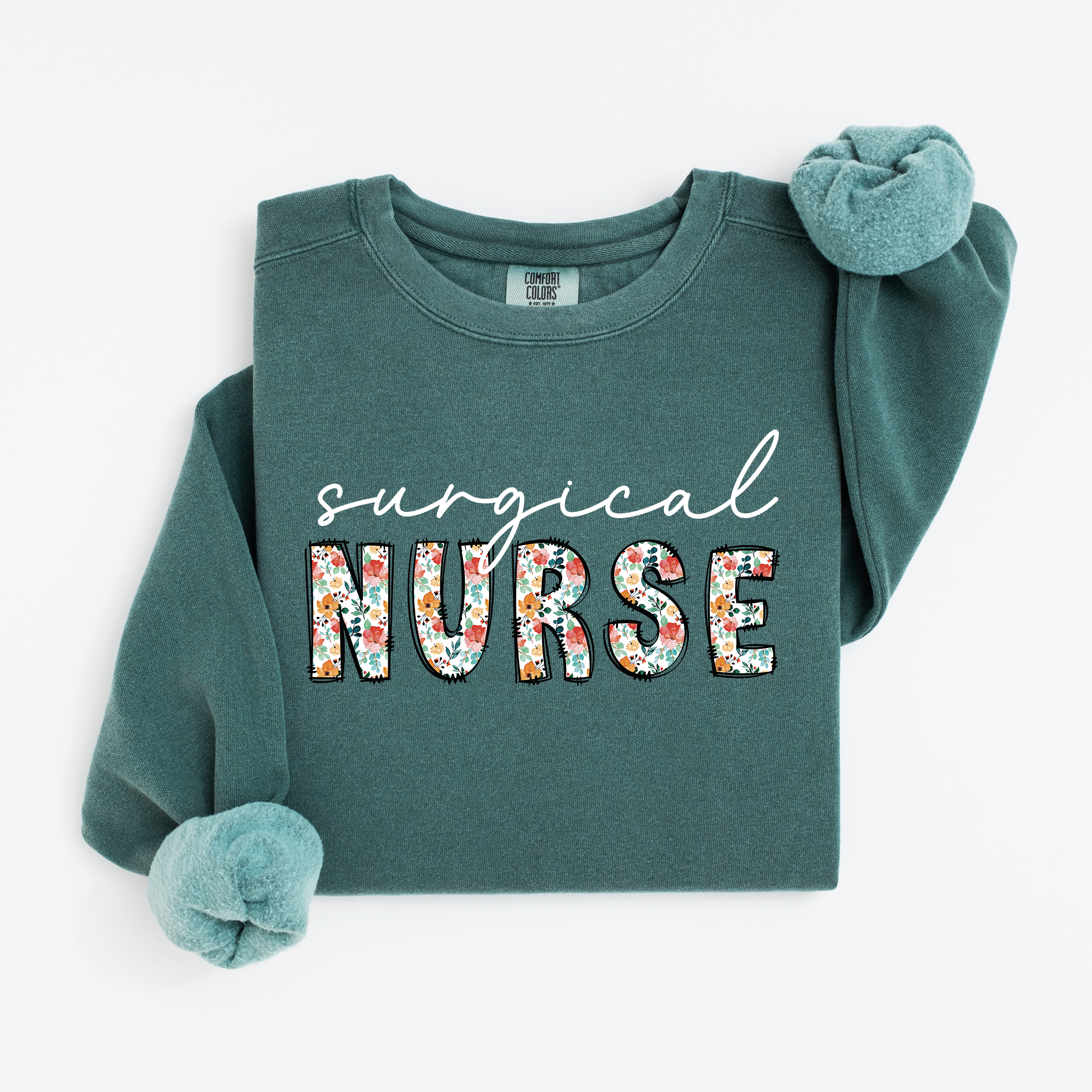 Floral Surgical Nurse Crewneck