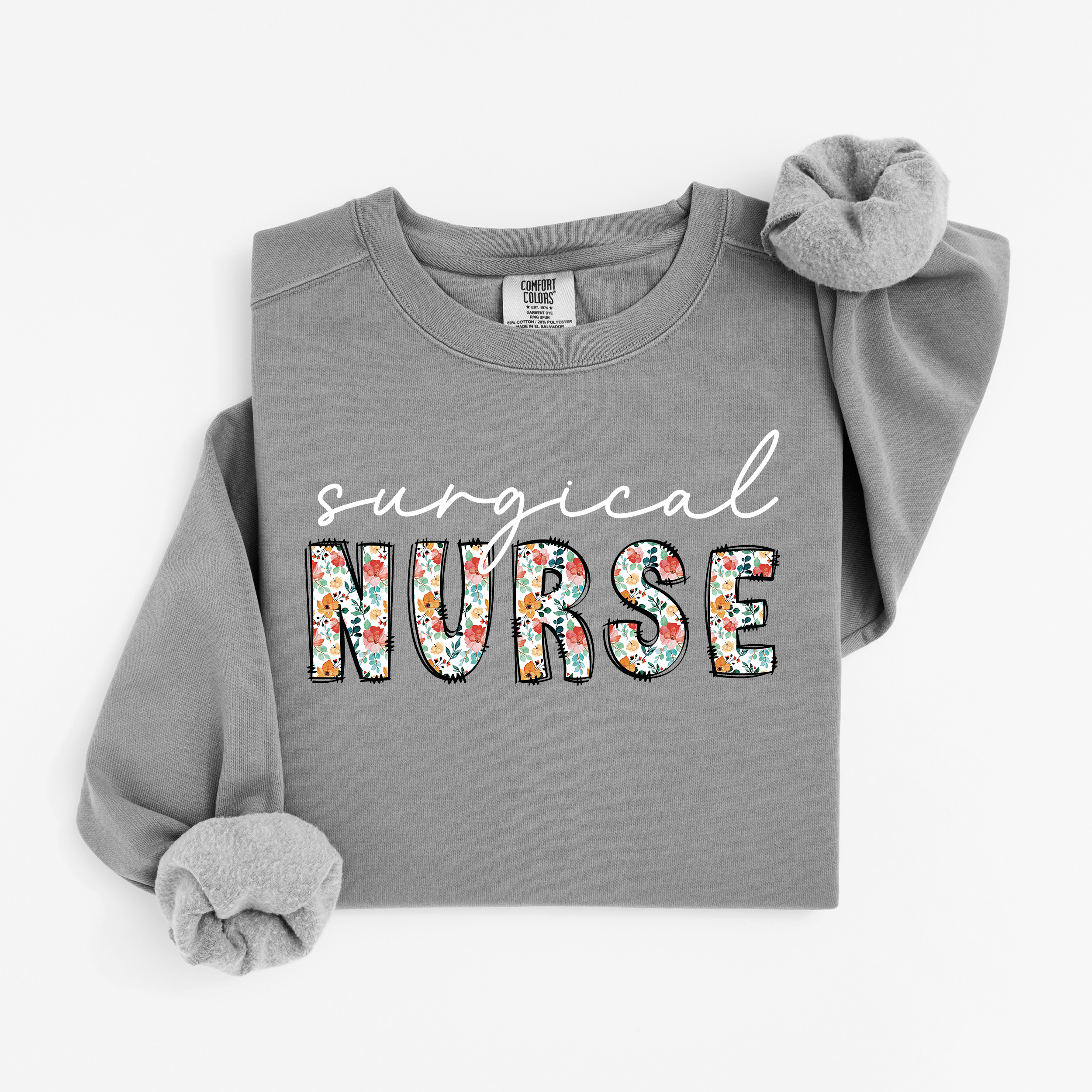 Floral Surgical Nurse Crewneck