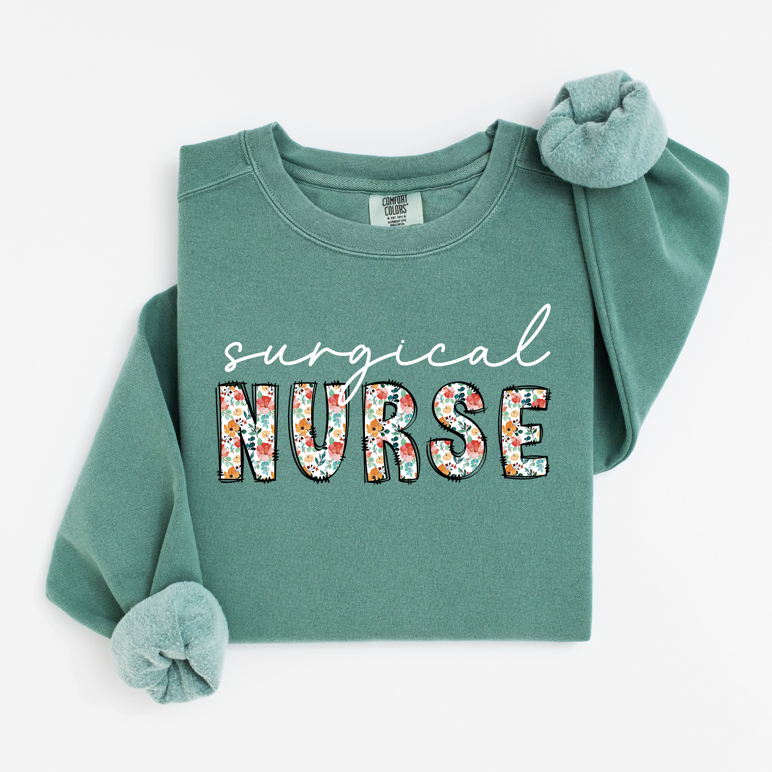 Floral Surgical Nurse Crewneck