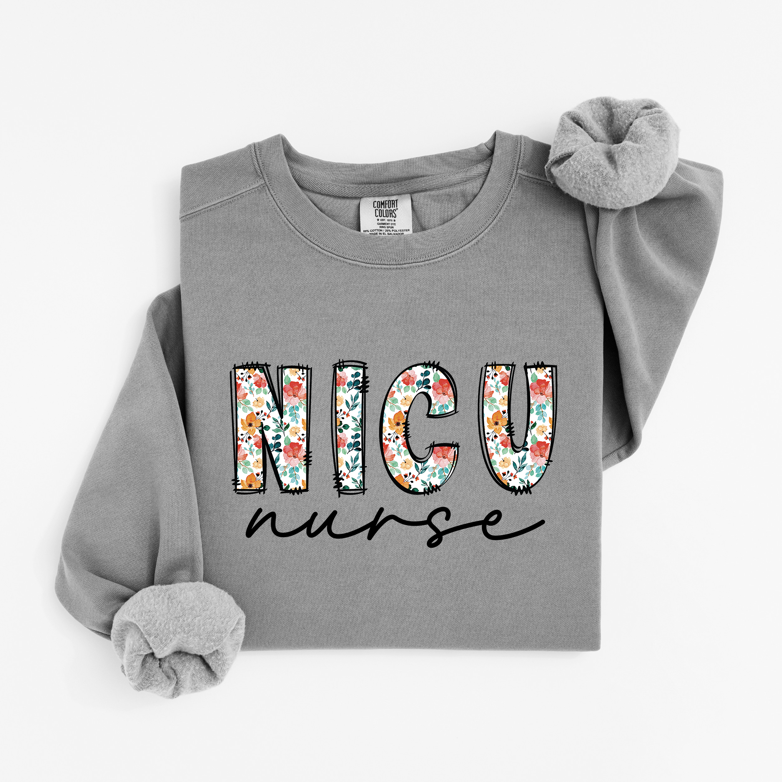 NICU Nurse Floral Sweatshirt