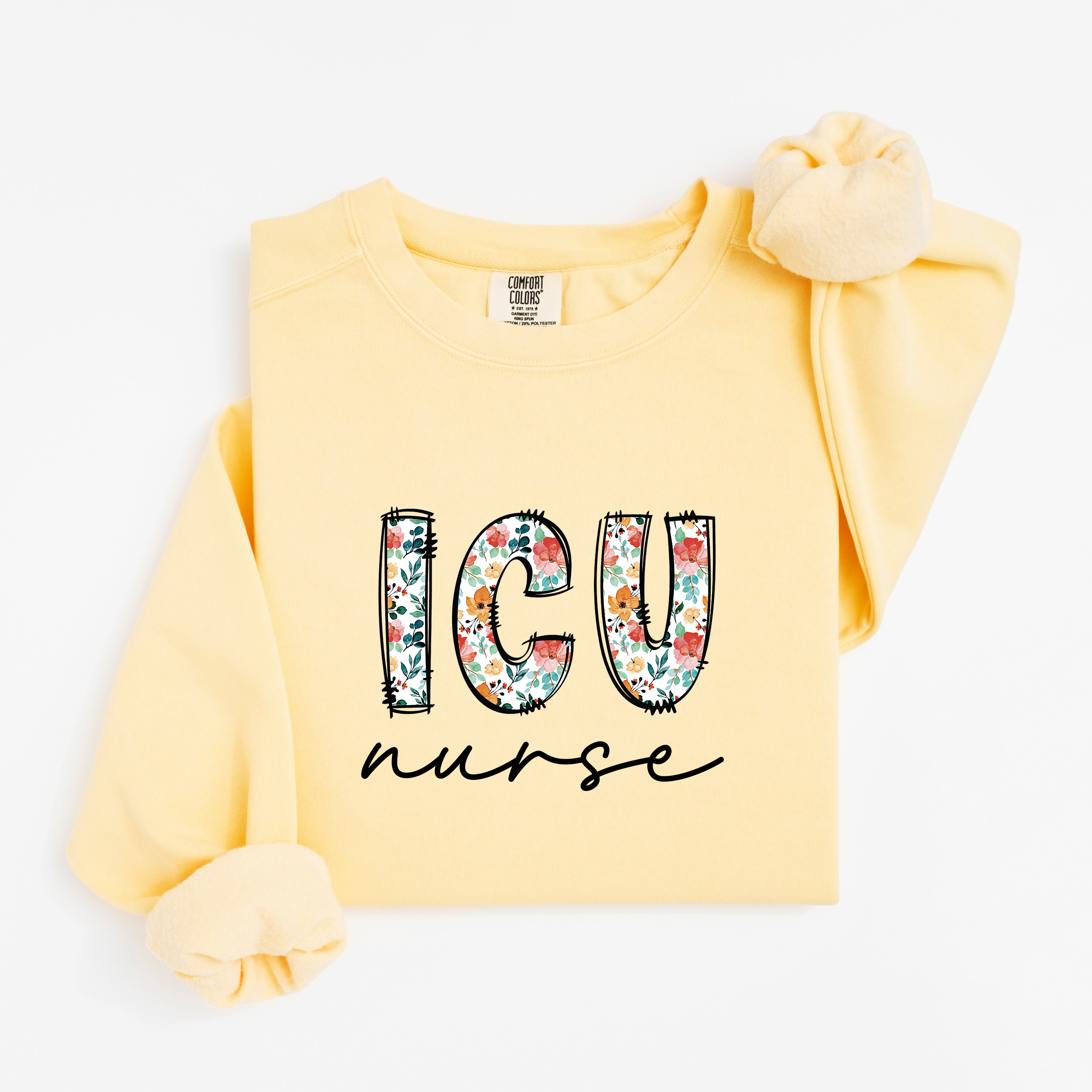 ICU Nurse Floral Sweatshirt