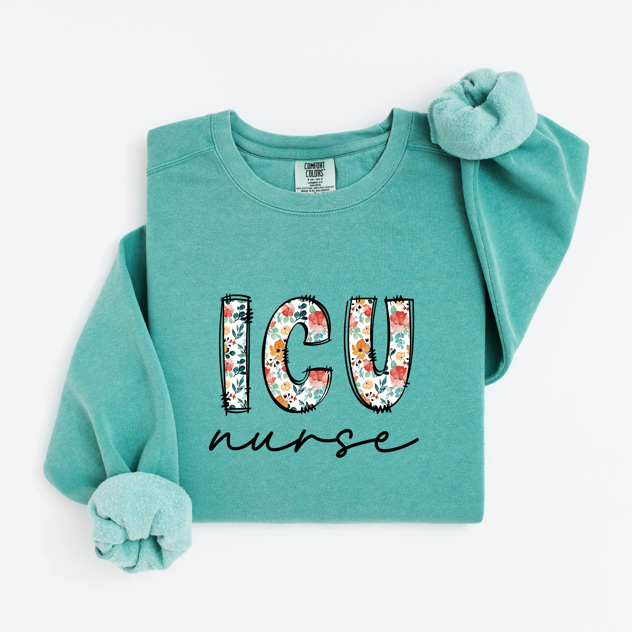 ICU Nurse Floral Sweatshirt