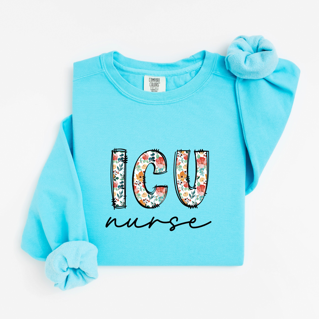 ICU Nurse Floral Sweatshirt