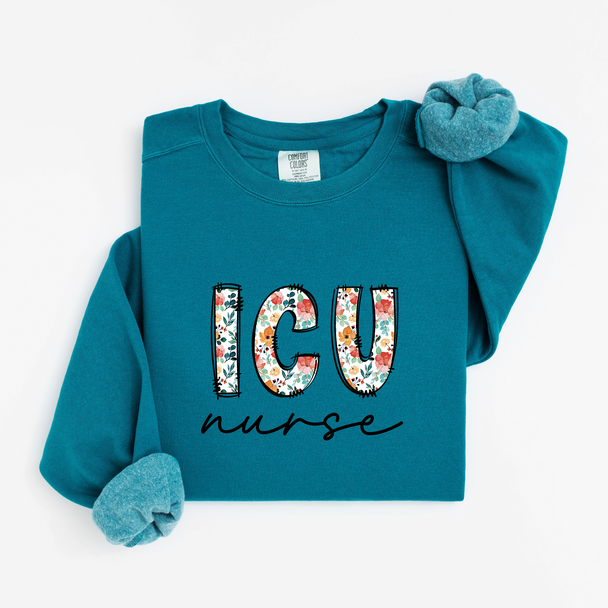 ICU Nurse Floral Sweatshirt