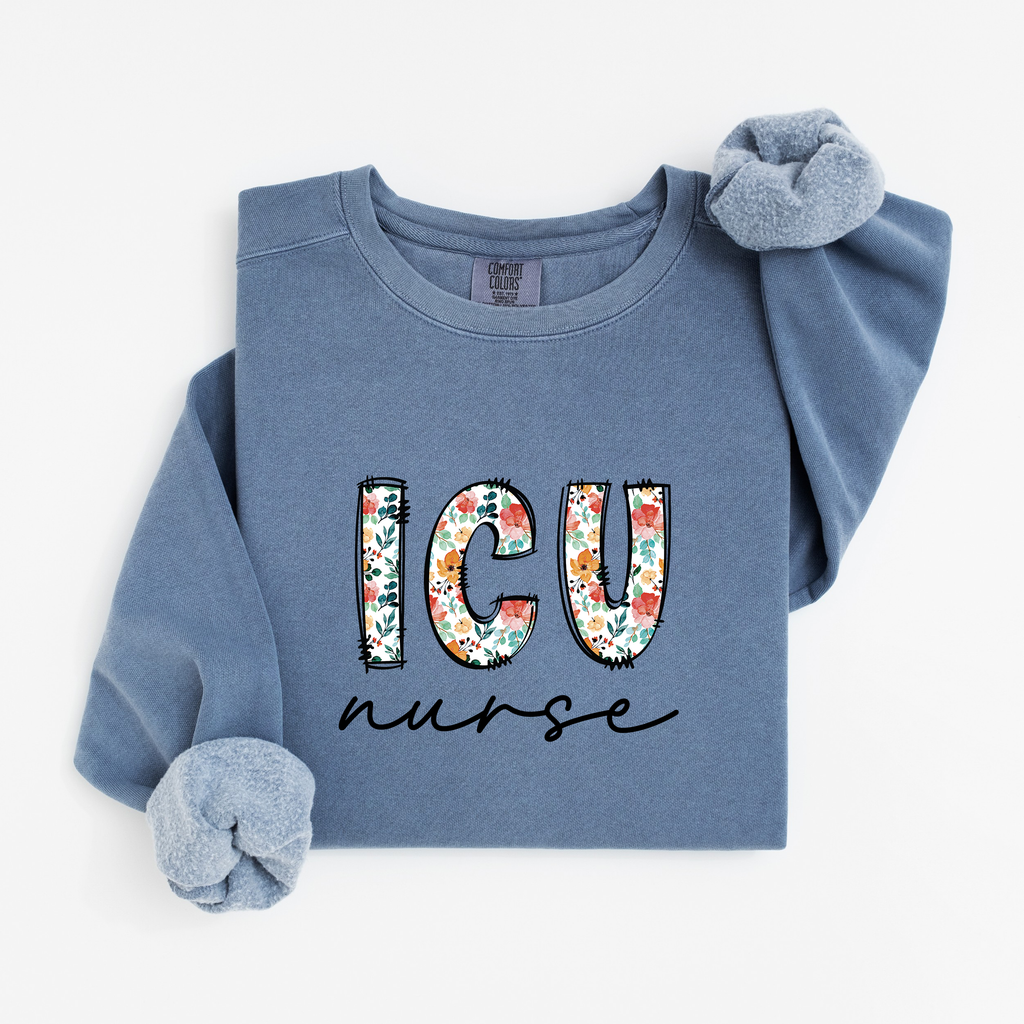ICU Nurse Floral Sweatshirt
