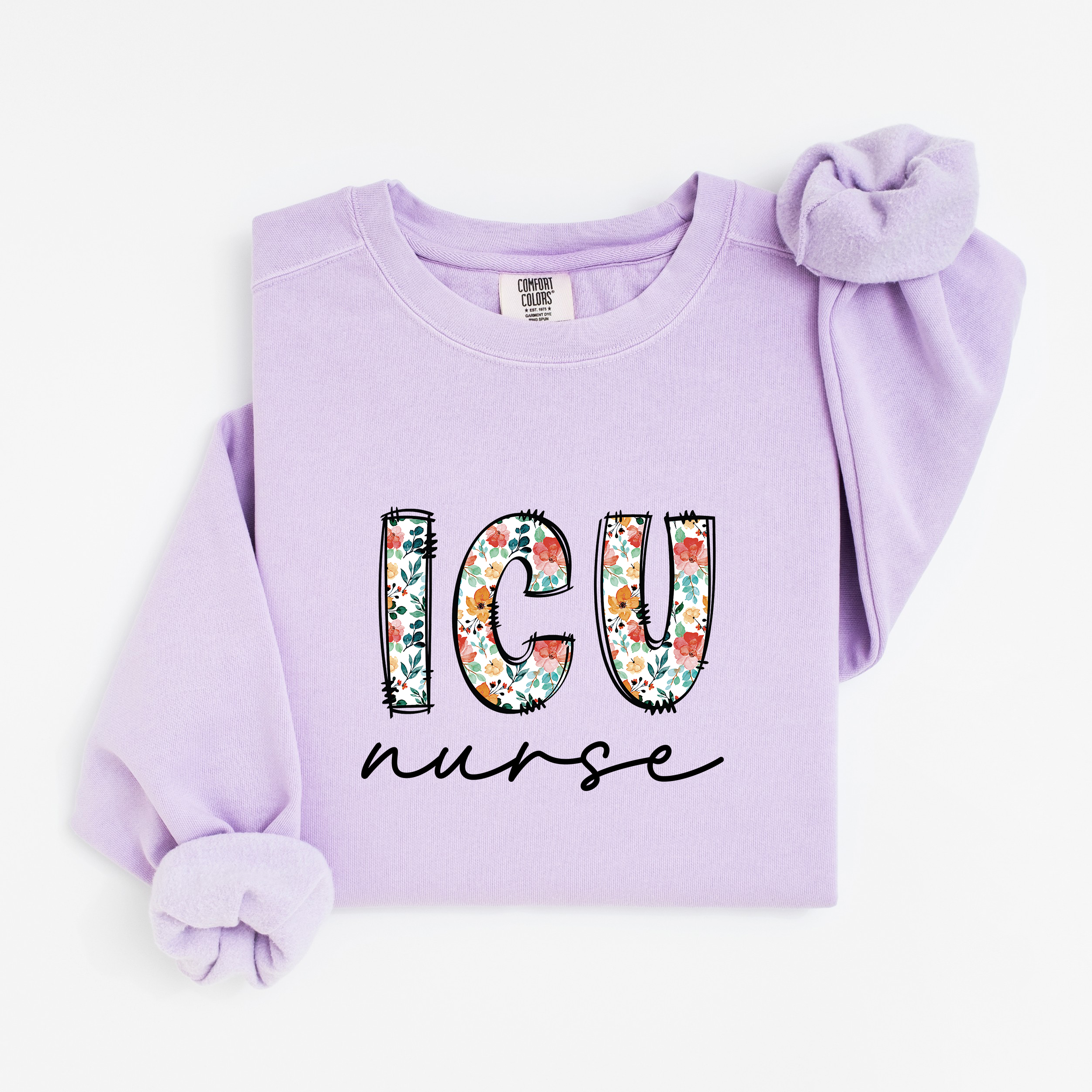 ICU Nurse Floral Sweatshirt