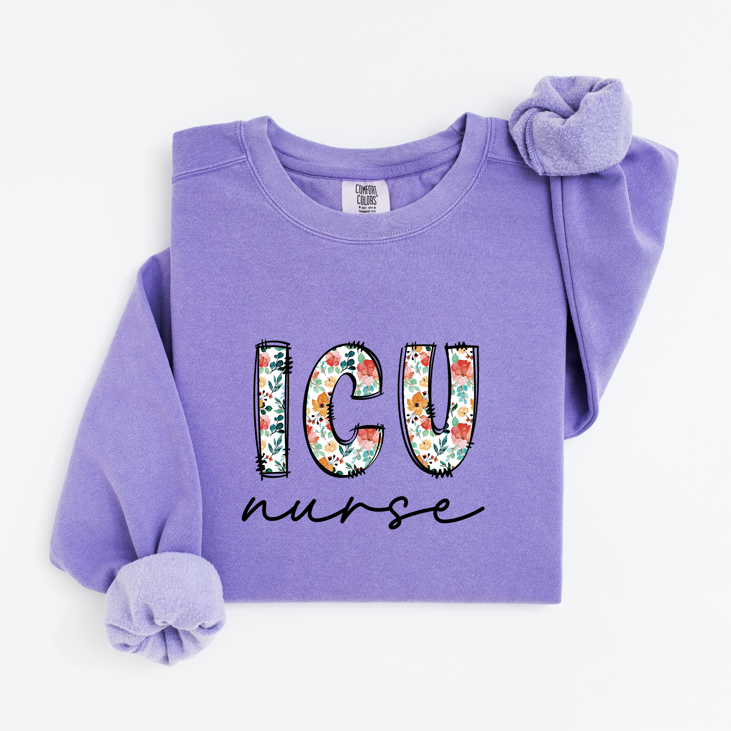 ICU Nurse Floral Sweatshirt
