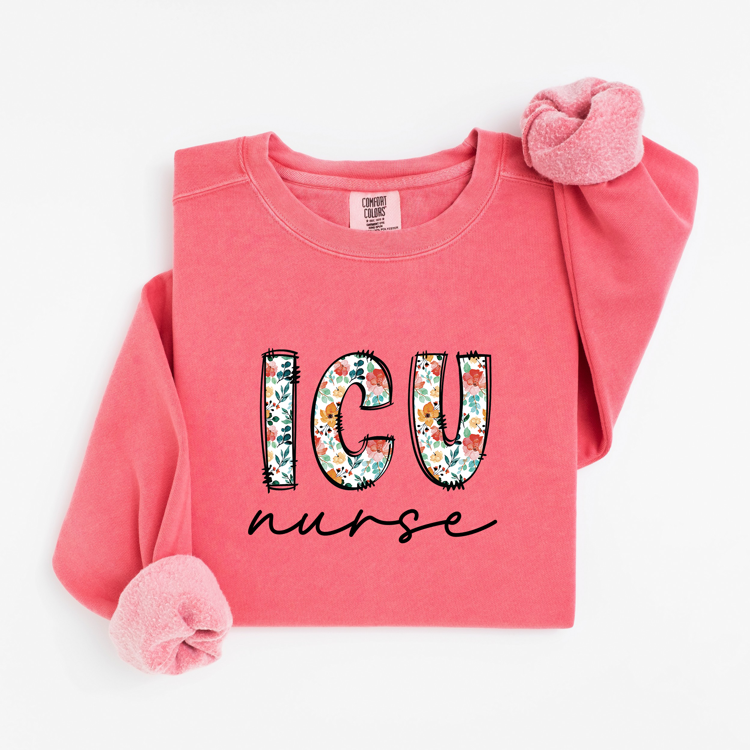 ICU Nurse Floral Sweatshirt