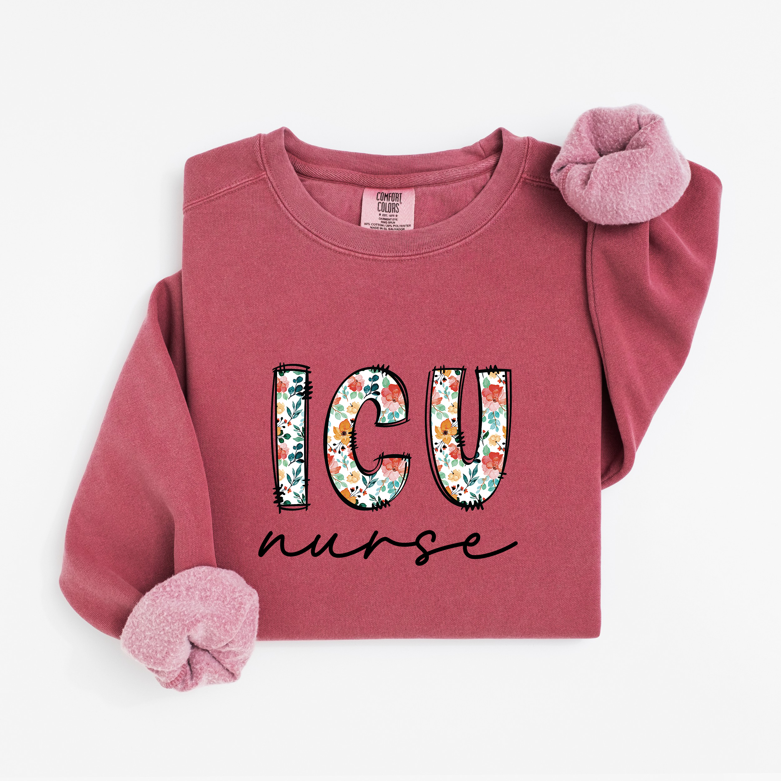 ICU Nurse Floral Sweatshirt
